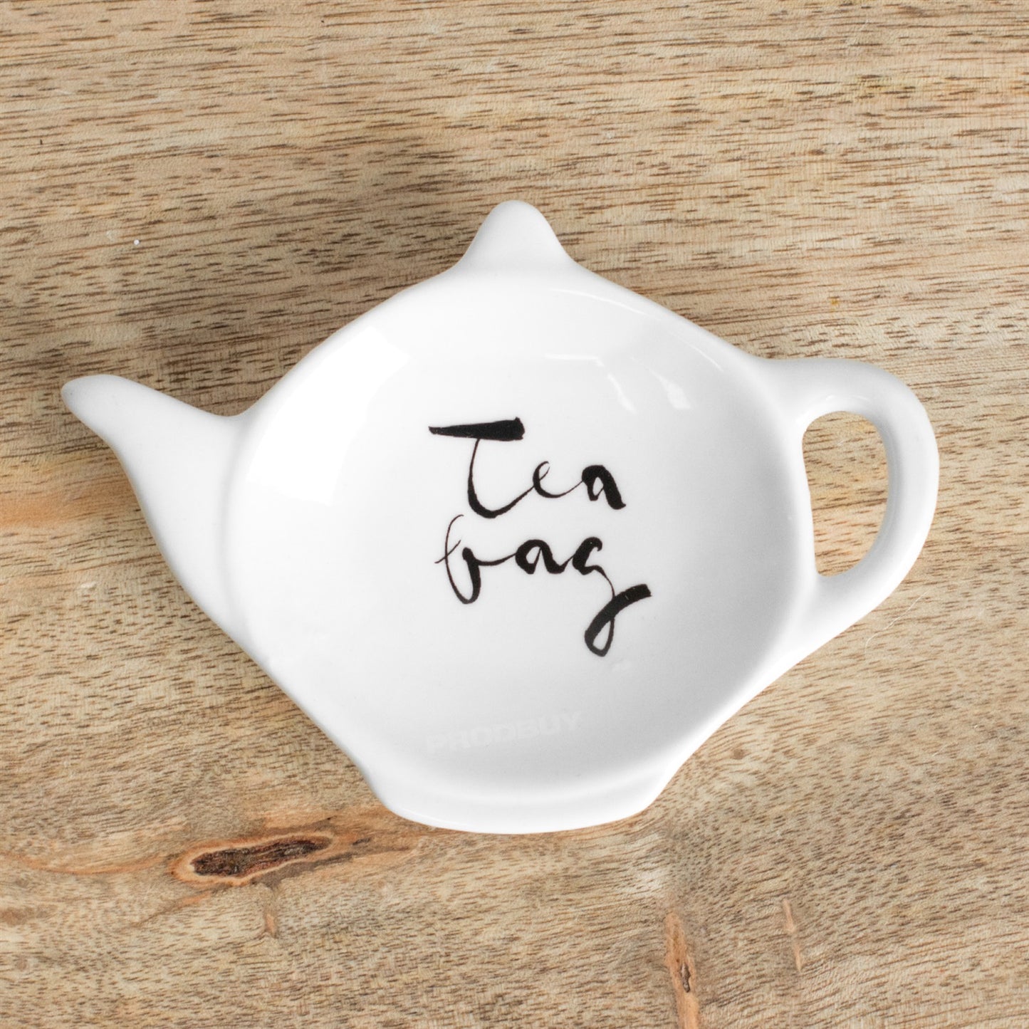 Teapot Shaped Tea Bag Tidy 12cm White Porcelain