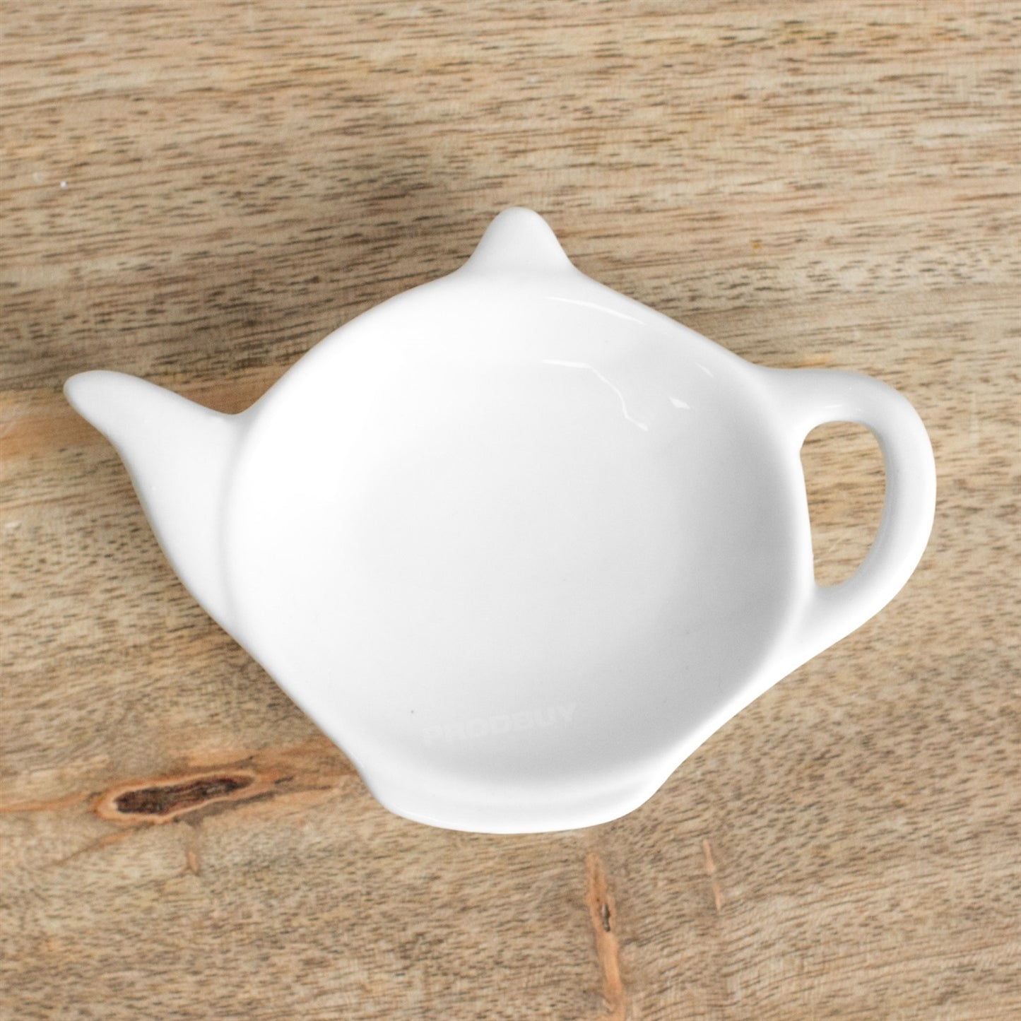 Teapot Shaped Tea Bag Tidy 12cm White Porcelain