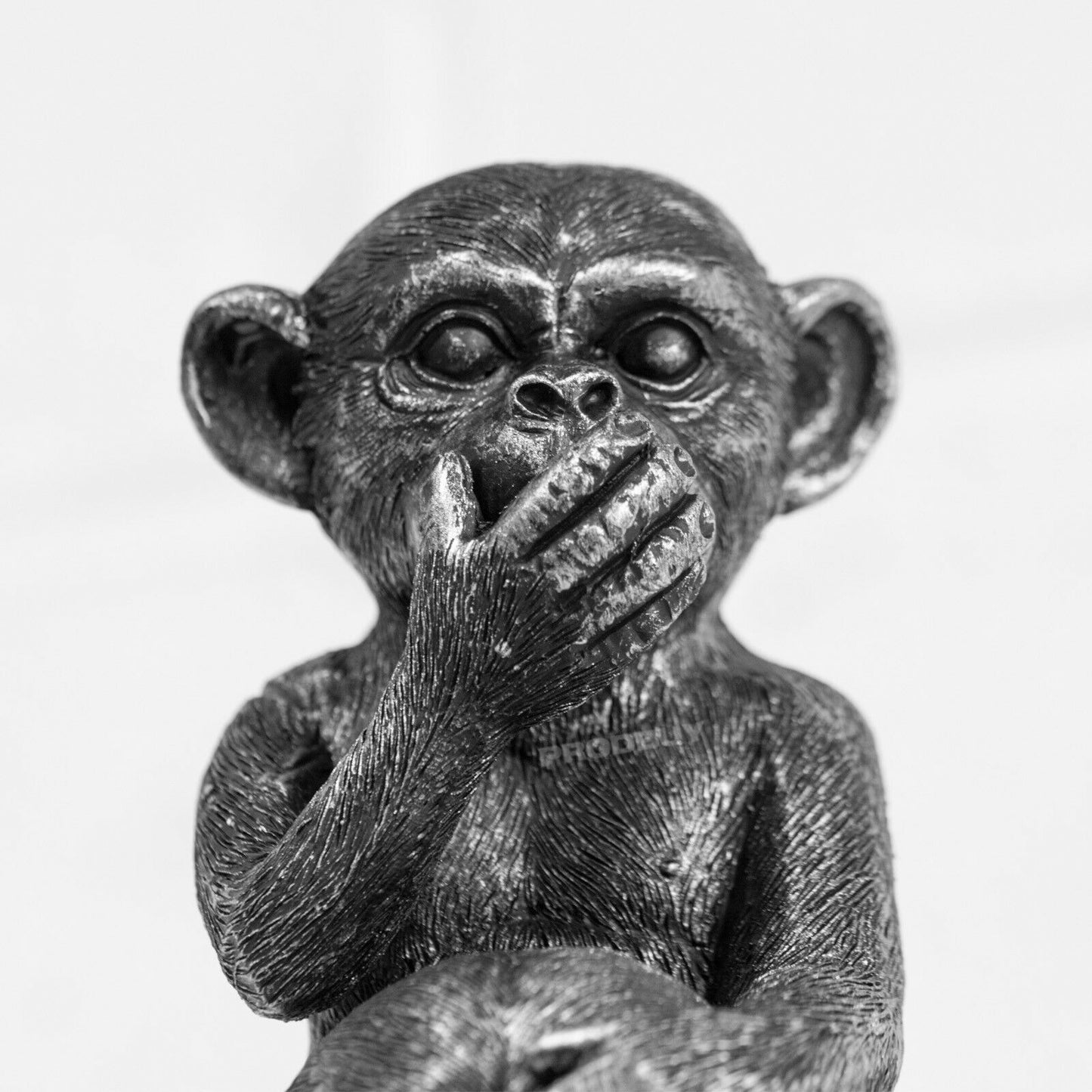 Silver Three Wise Monkeys 30cm Tall Ornament