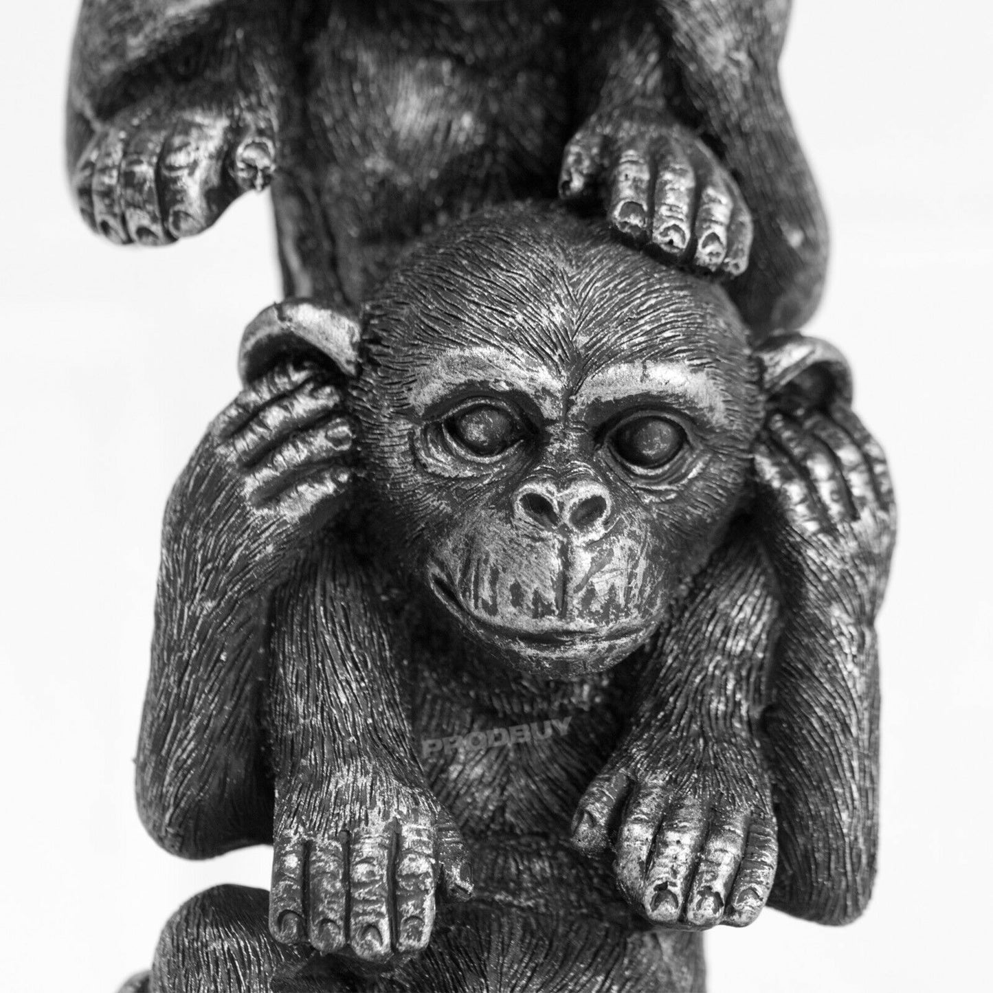 Silver Three Wise Monkeys 30cm Tall Ornament