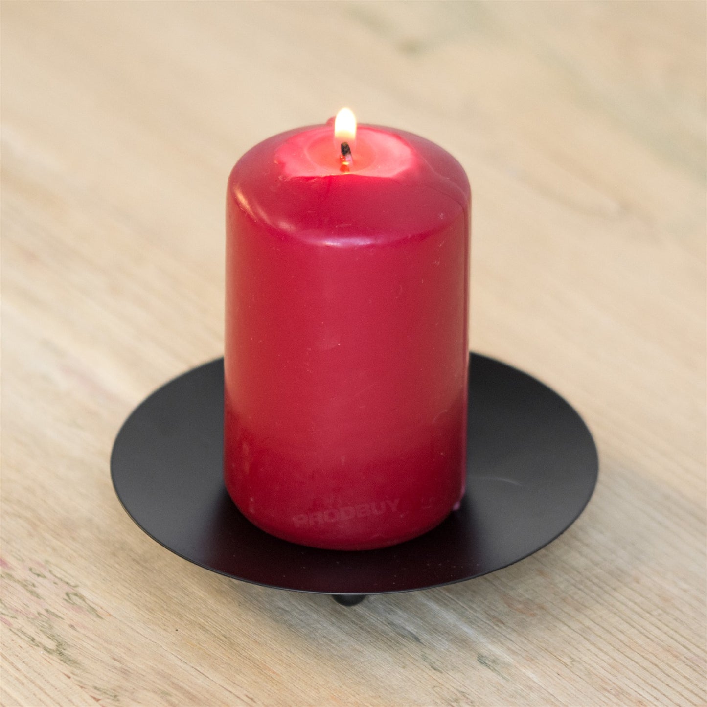 Black Metal 12cm Pillar Candle Holder Plate