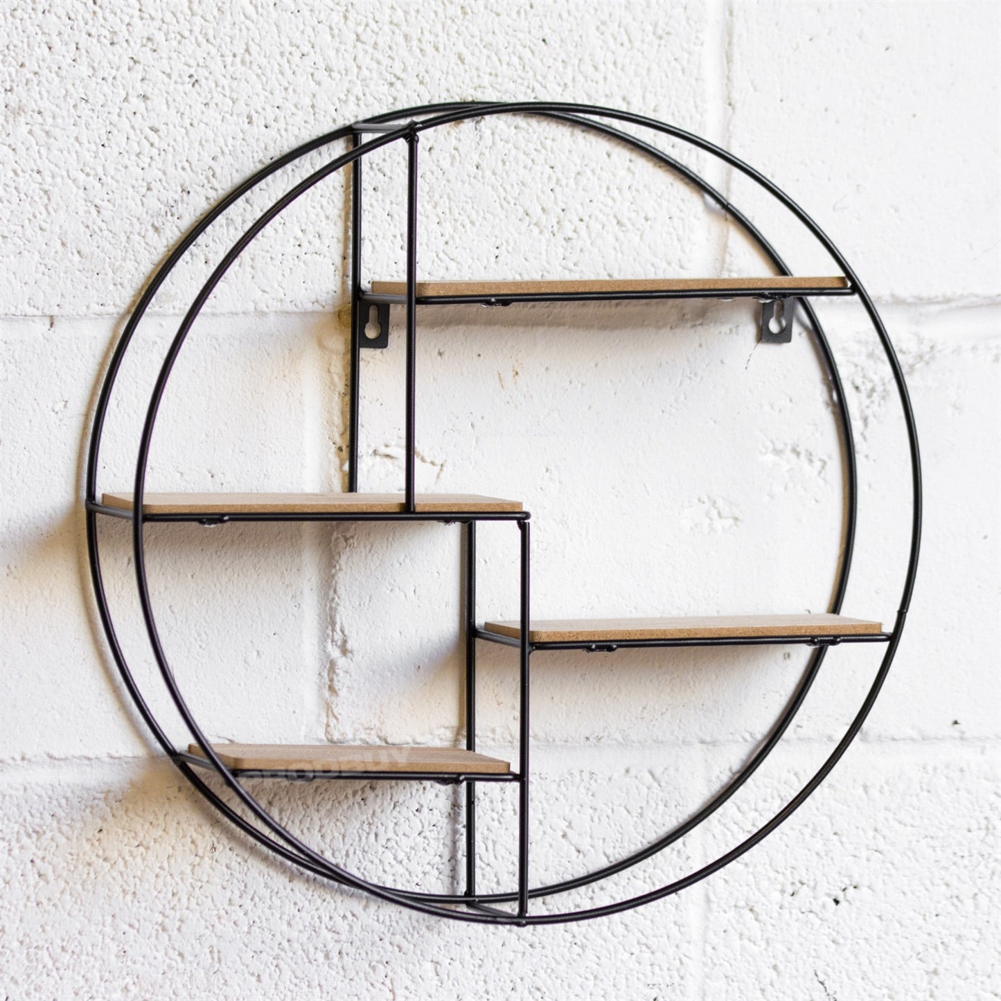 40cm Round Retro Metal Wire Industrial Wall Storage Unit Display Shelf Cabinet