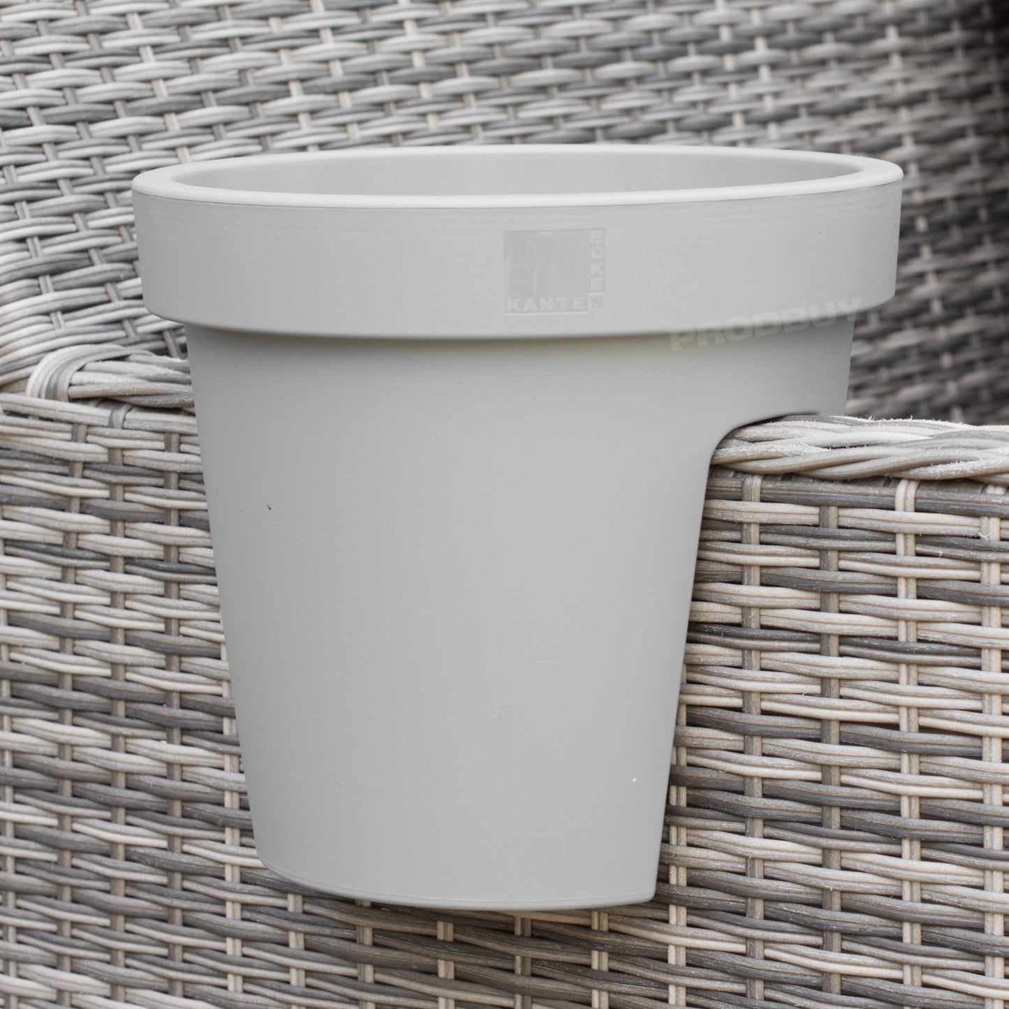 Set of 2 Round Grey Plastic Balcony Bridge Plant Pots