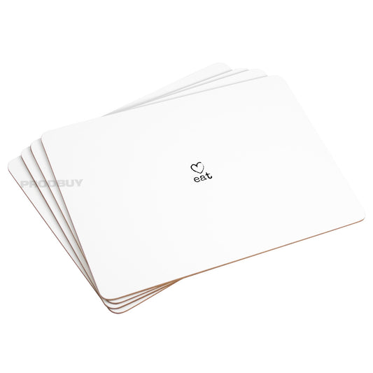 Set of White Heart 4 Placemats & 4 Coasters