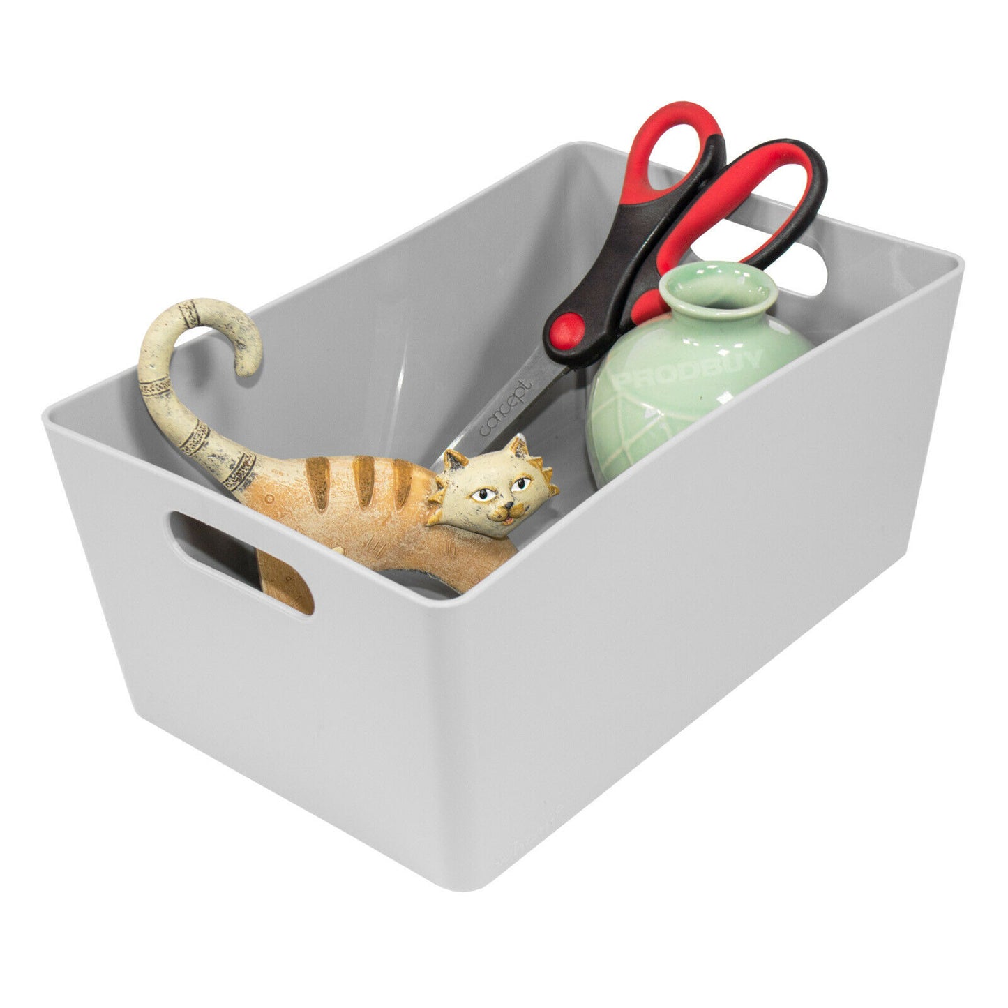 Set of 5 Grey Plastic 25cm Storage Baskets