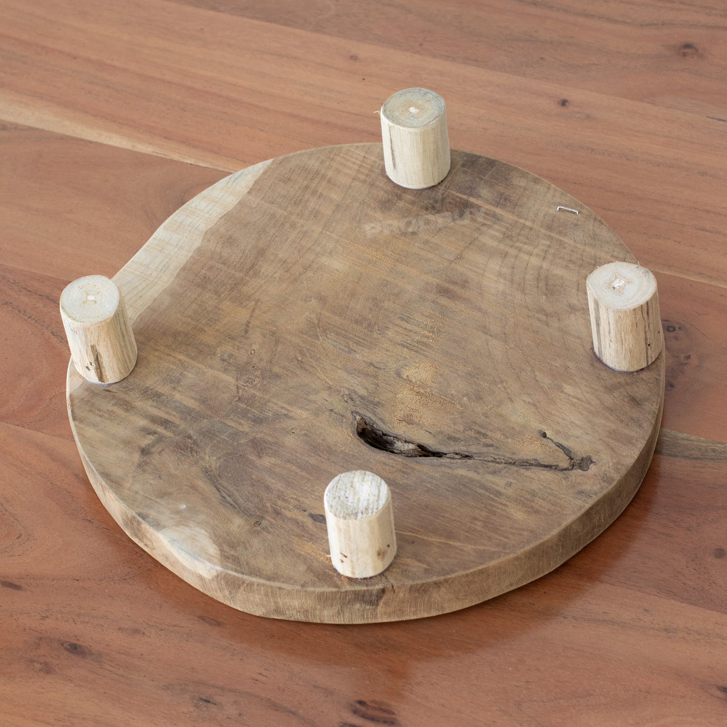 Round 30cm Wooden Plant Pot Stand with Feet