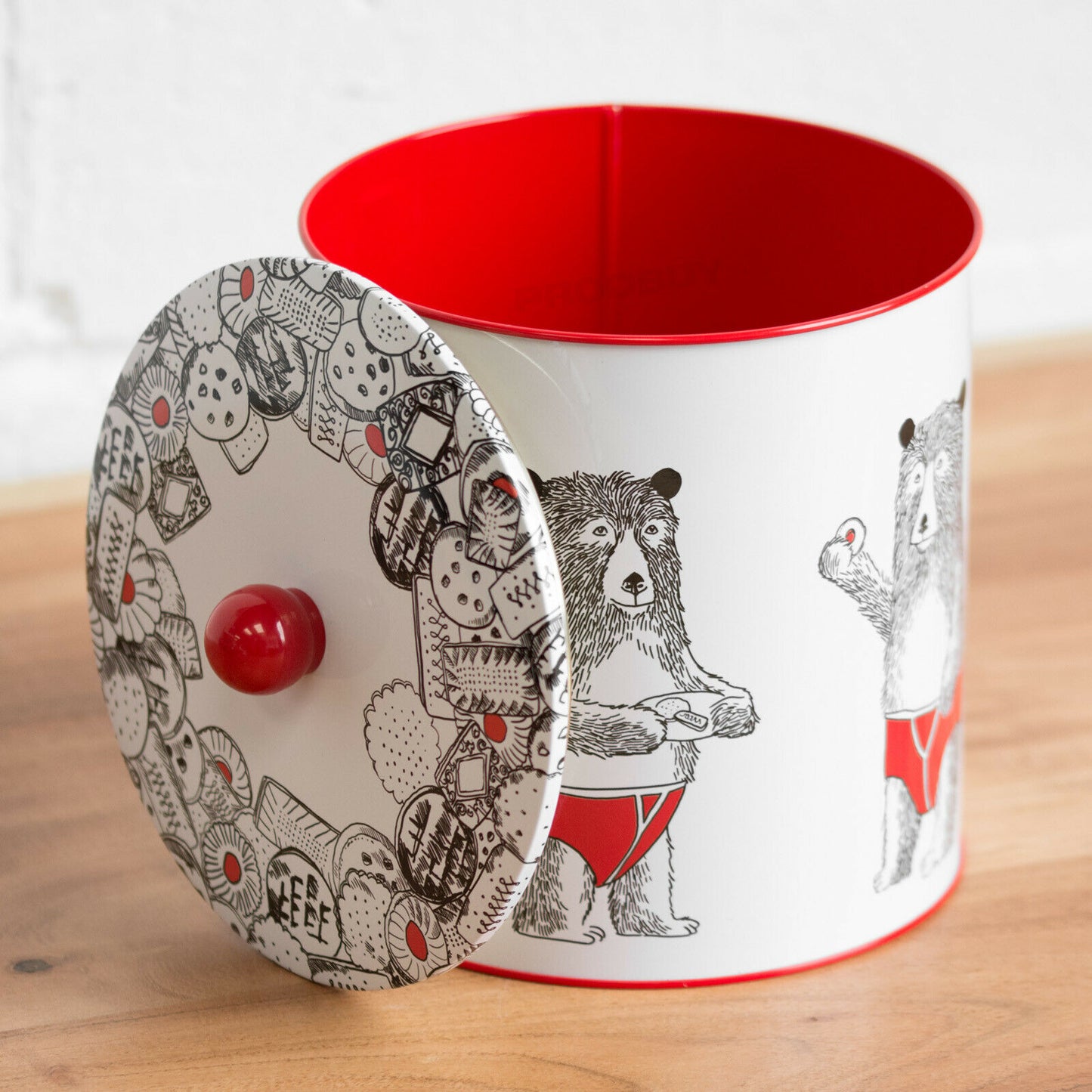 Humorous Bear Biscuit Barrel 3.5 Litre Cookie Container Tin