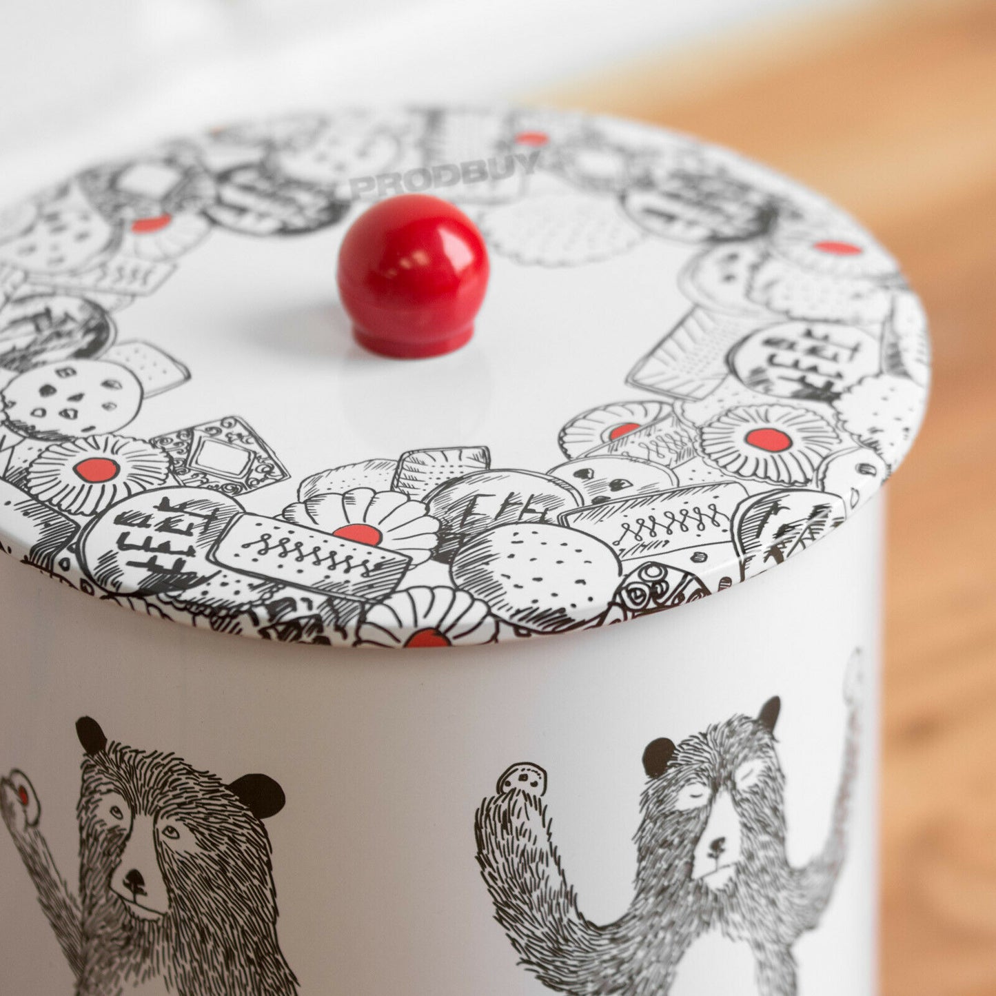 Humorous Bear Biscuit Barrel 3.5 Litre Cookie Container Tin