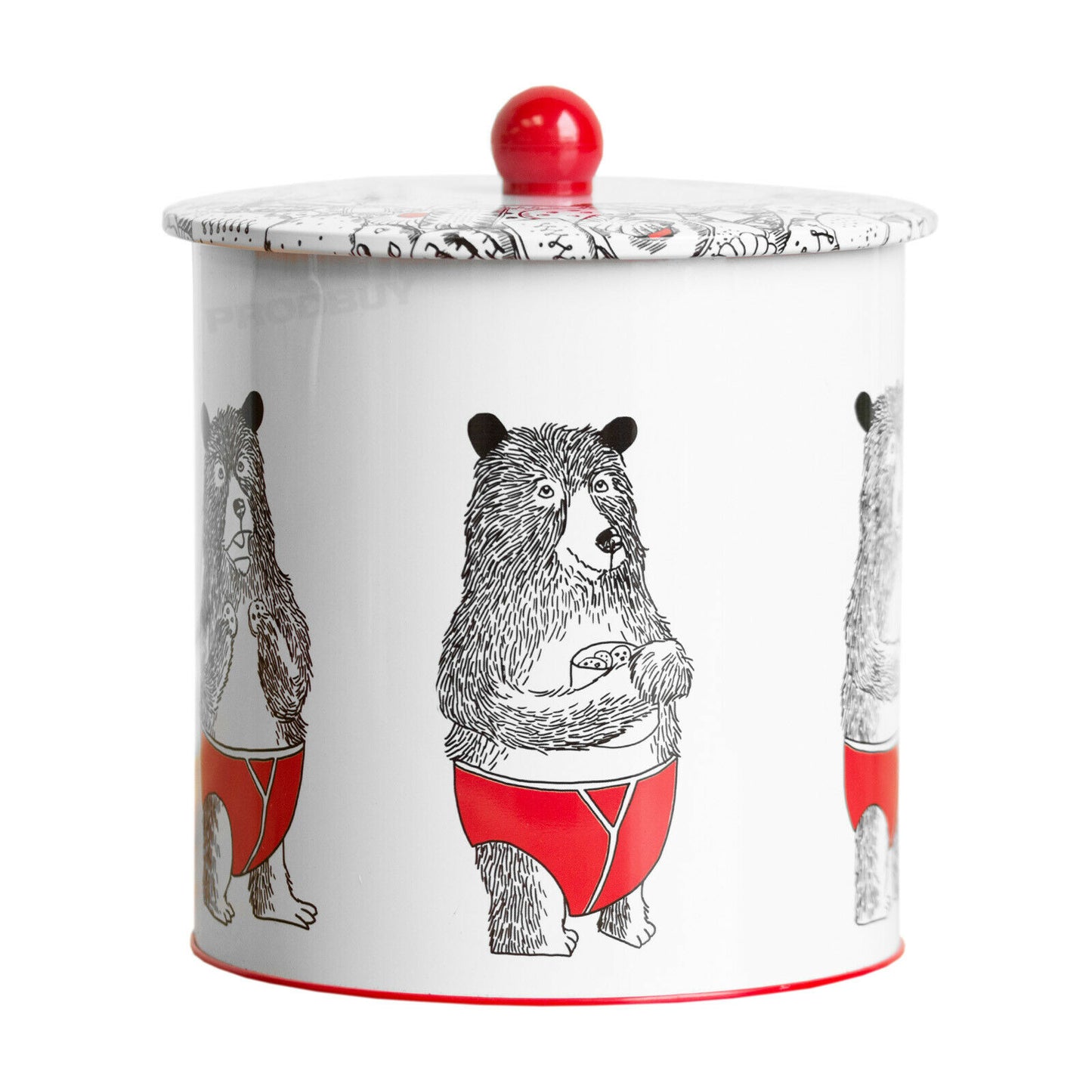 Humorous Bear Biscuit Barrel 3.5 Litre Cookie Container Tin