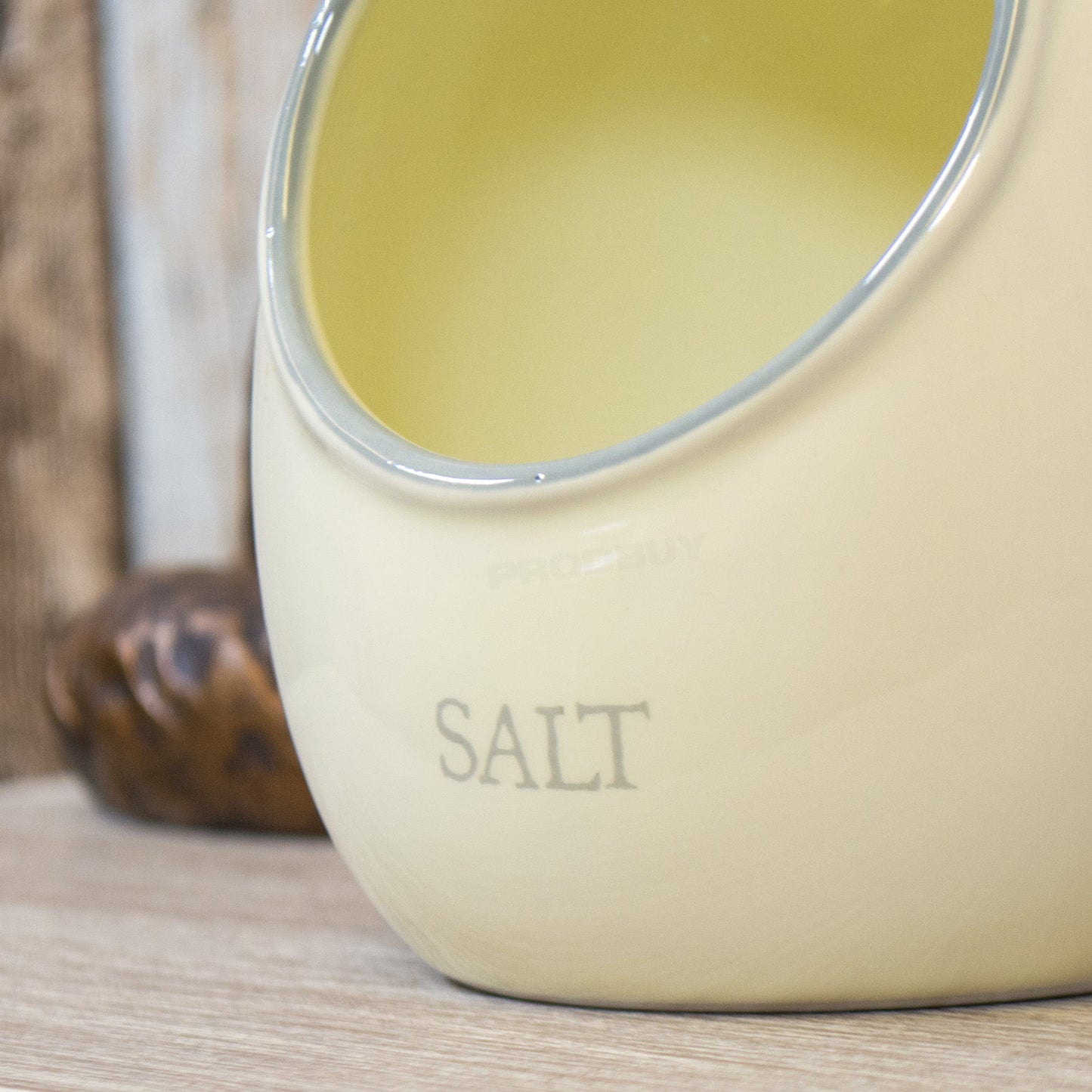 Cream Salt Storage Pig Country Kitchen Worktop Decor Canister Cellar Holder Pot