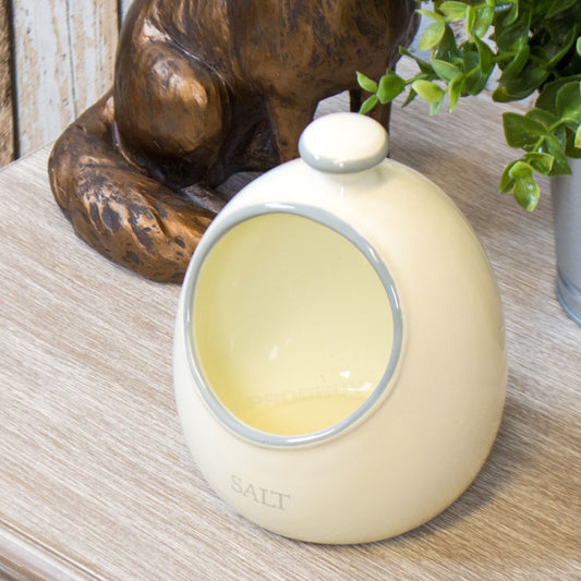 Cream Salt Storage Pig Country Kitchen Worktop Decor Canister Cellar Holder Pot