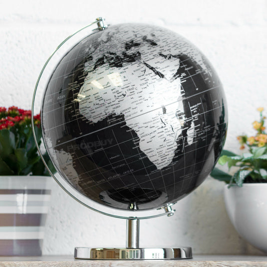 Large Black & Silver Globe Ornament