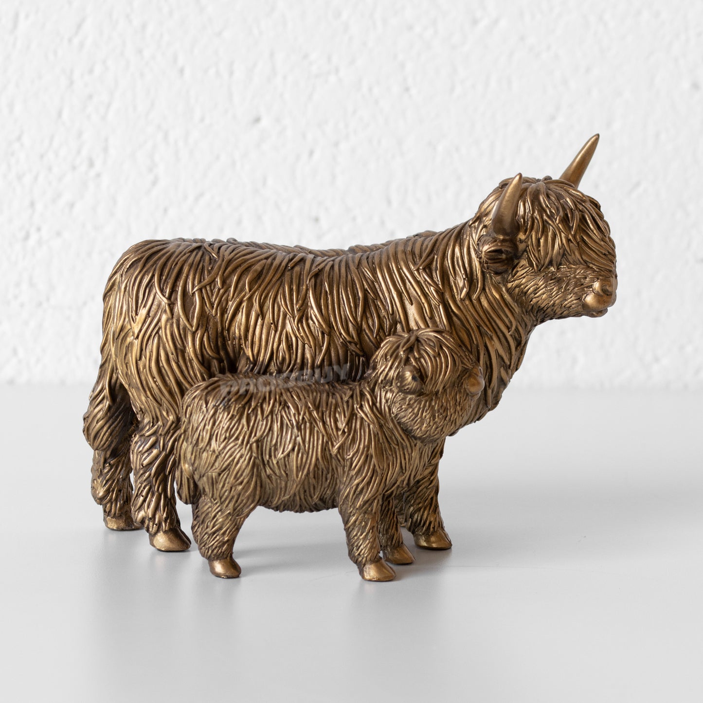 Highland Cow with Calf 18cm Decorative Ornament Figure
