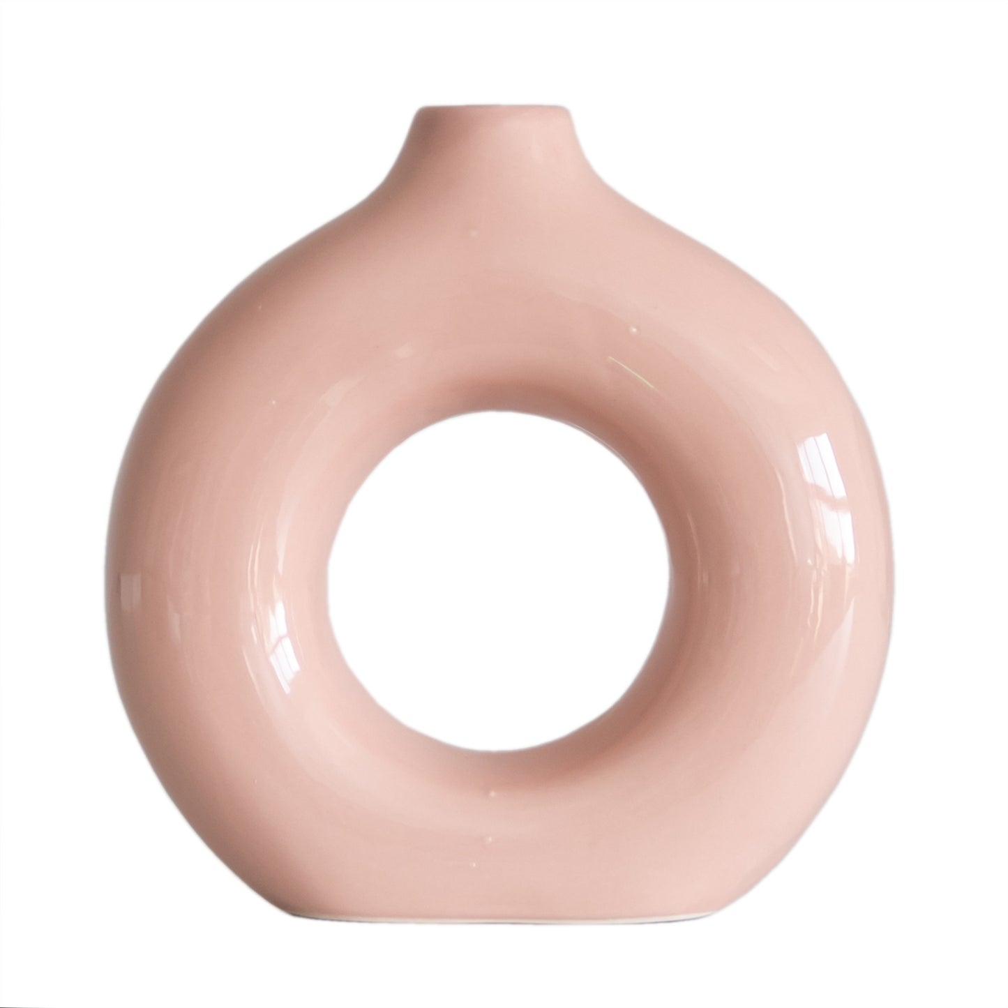18cm Ceramic Doughnut Vase - Pale 'Nude' Pink