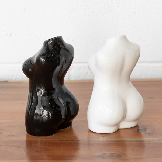 Set of 2 Woman's Nude Body Ceramic Vases