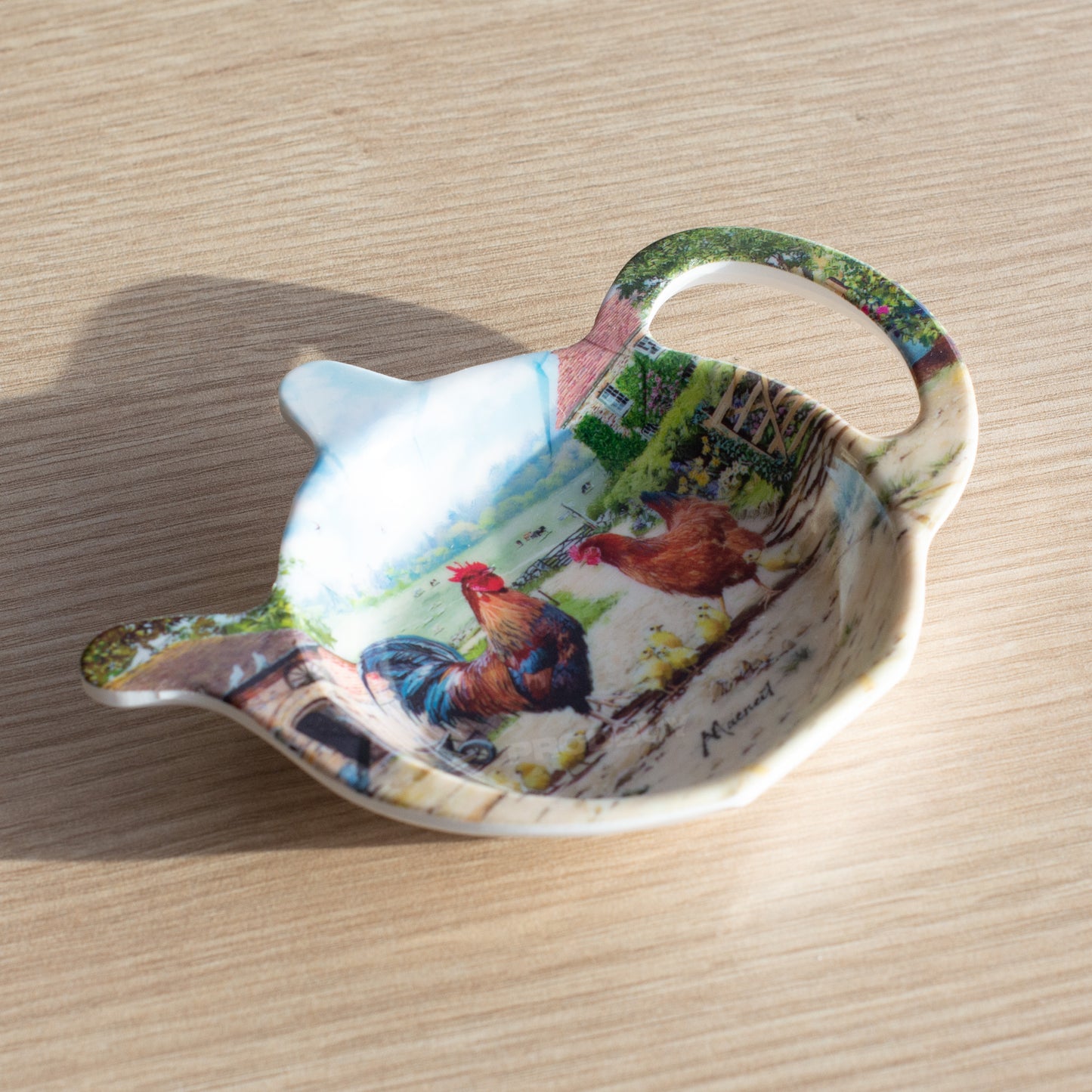 Farm 'Cockerel & Hen' Tea Bag Tidy & Spoon Rest