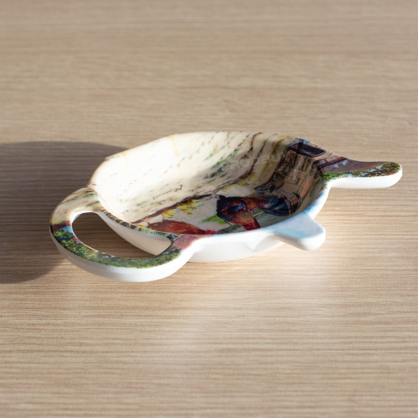 Farm 'Cockerel & Hen' Tea Bag Tidy & Spoon Rest