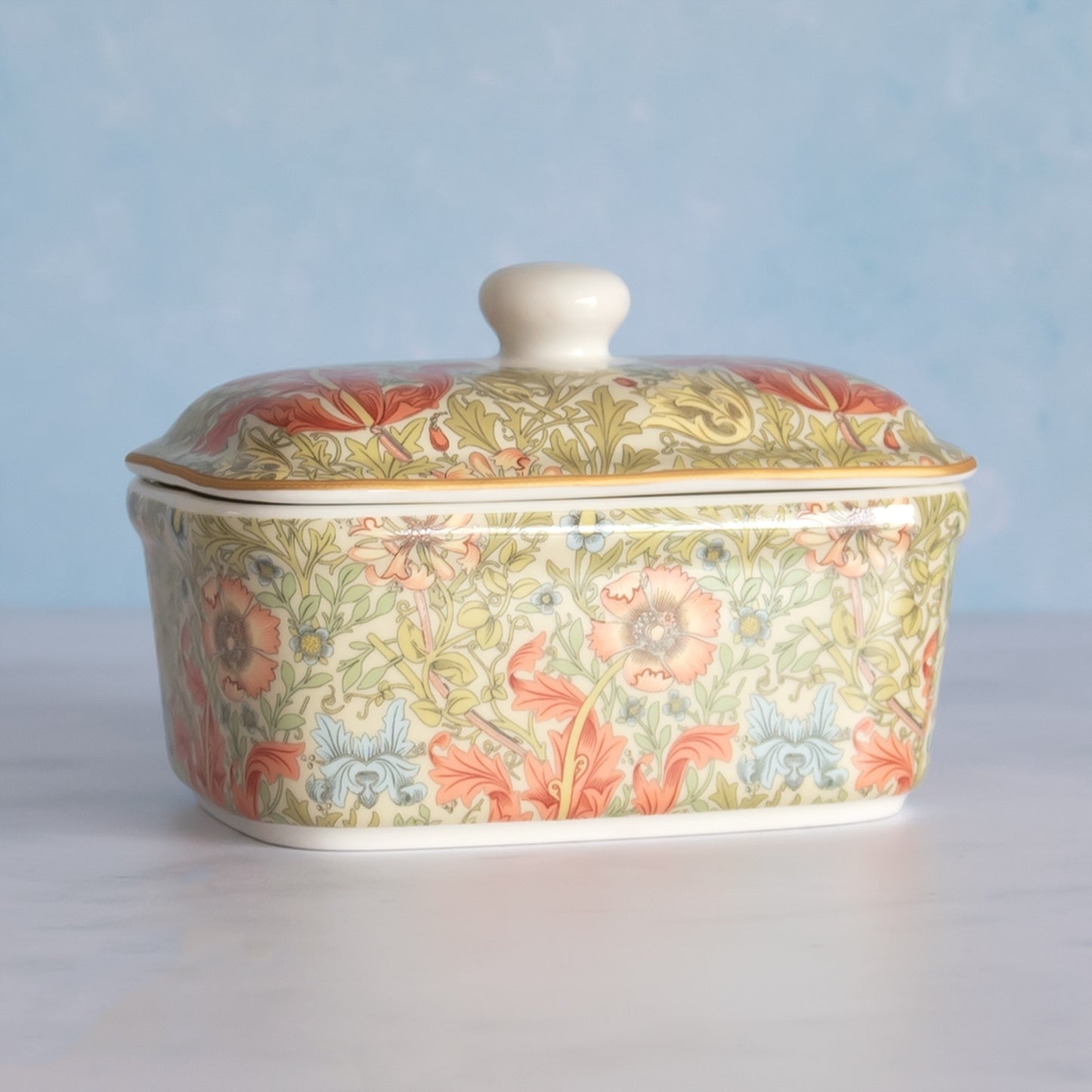 William Morris Compton Fine China Butter Dish with Lid