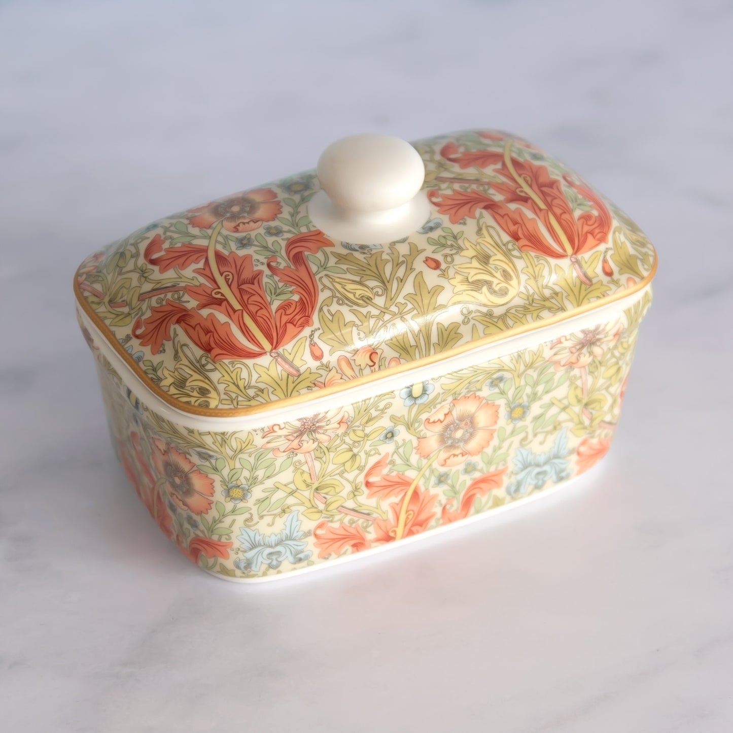 William Morris Compton Fine China Butter Dish with Lid