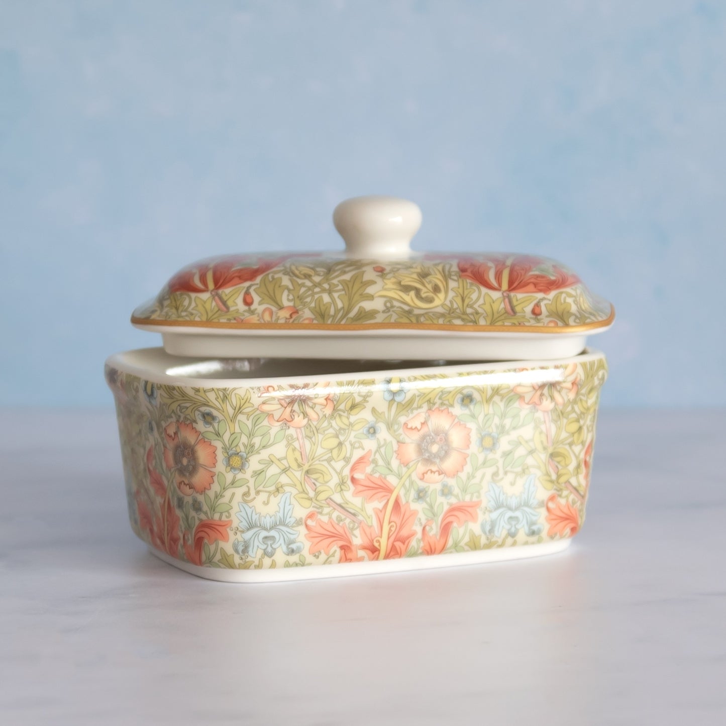 William Morris Compton Fine China Butter Dish with Lid