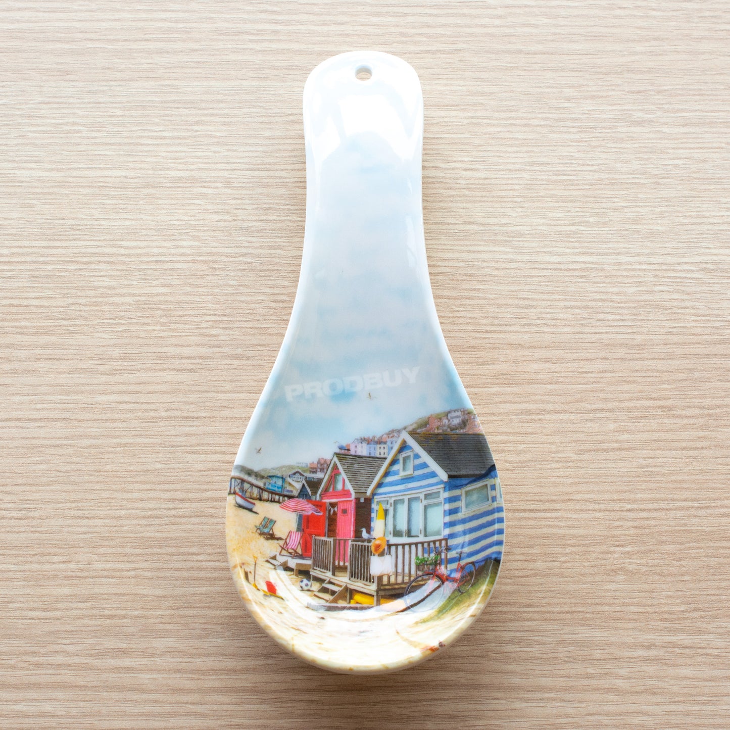 Sandy Beach Hut Melamine Spoon Rest Utensil Holder