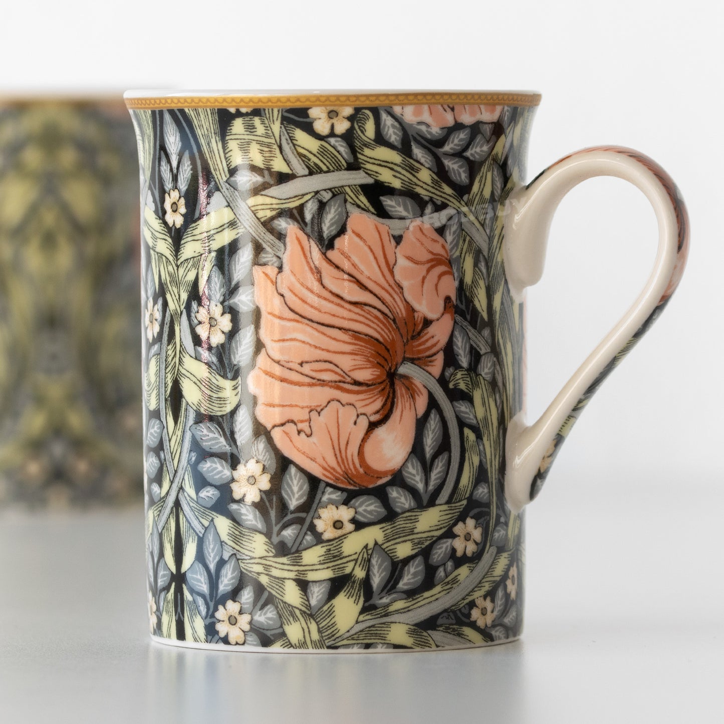 Set of 2 Dark Floral 'Pimpernel' Coffee Mugs