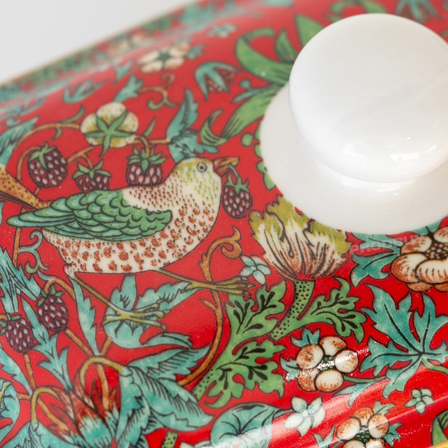 Red 'Strawberry Thief' Ceramic Butter Dish with Lid