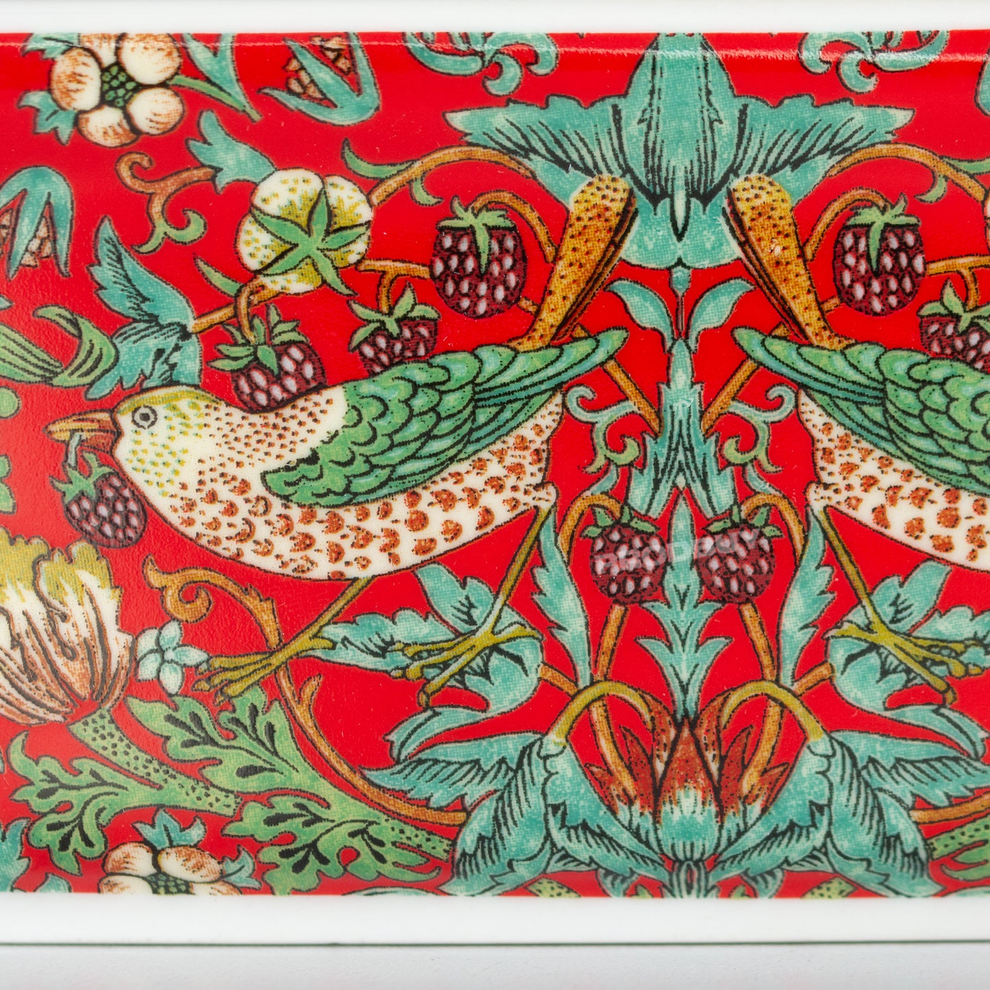 Red 'Strawberry Thief' Ceramic Butter Dish with Lid