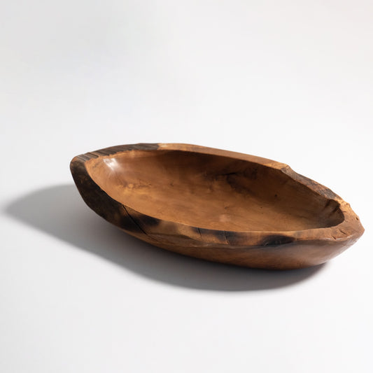 Rustic Long Bowl Teak Root Wood Hand Carved 36cm