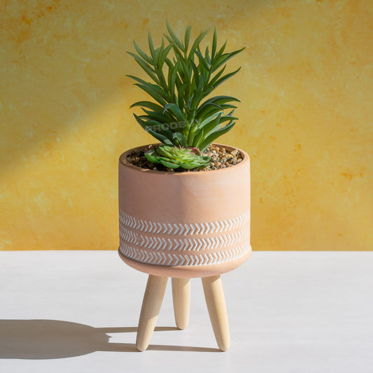 Artificial Succulent Ceramic Fake House Plant Pot with Legs
