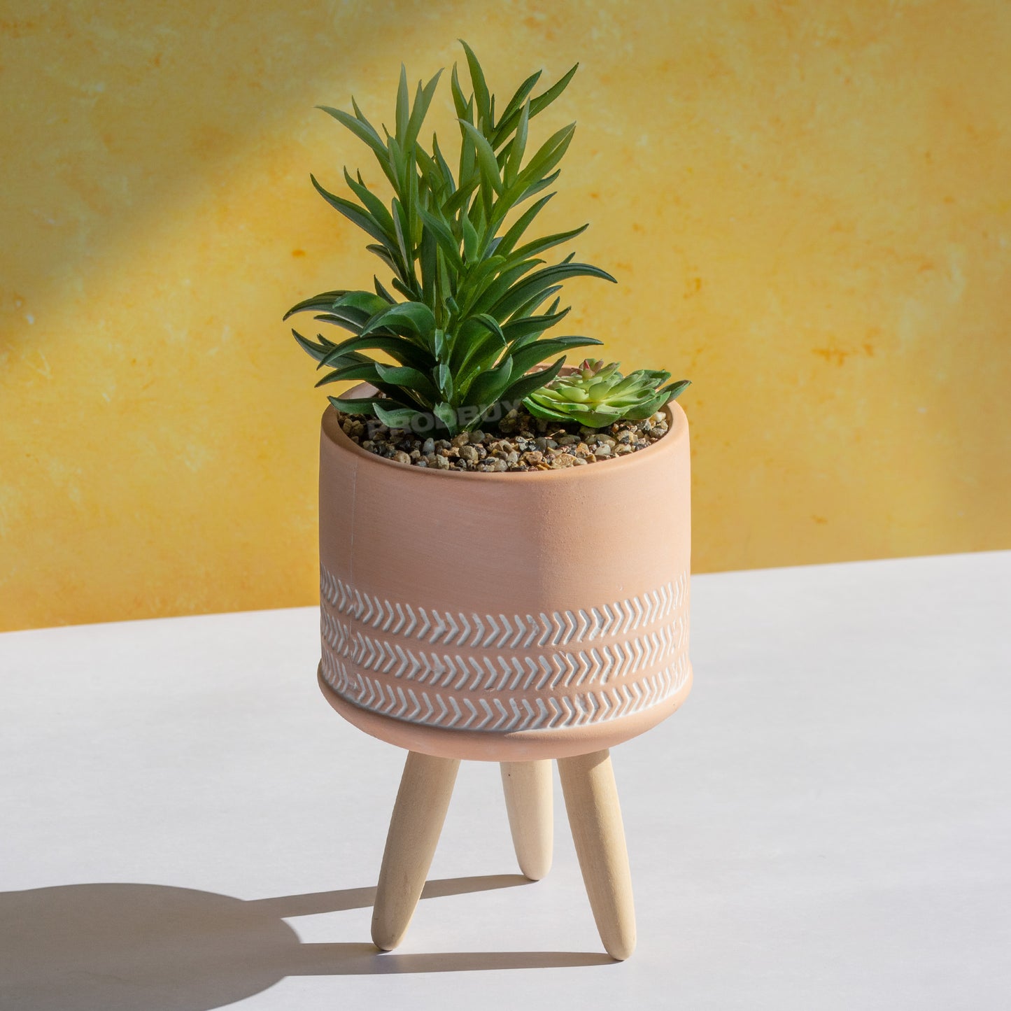 Artificial Succulent Ceramic Fake House Plant Pot with Legs