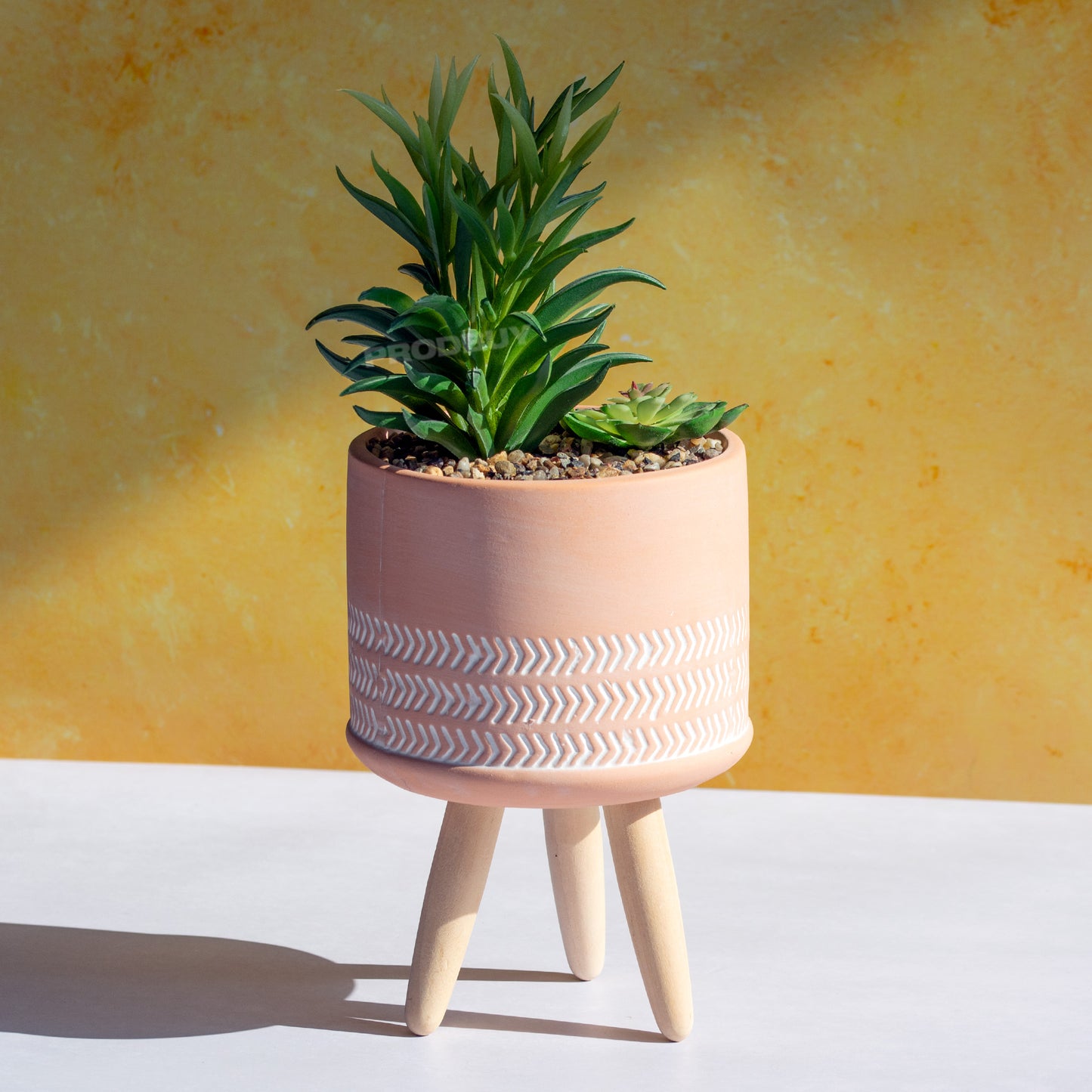 Artificial Succulent Ceramic Fake House Plant Pot with Legs