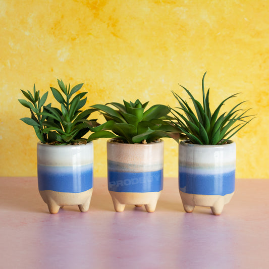 Set of 3 Mediterranean Artificial Succulent Plant Pots