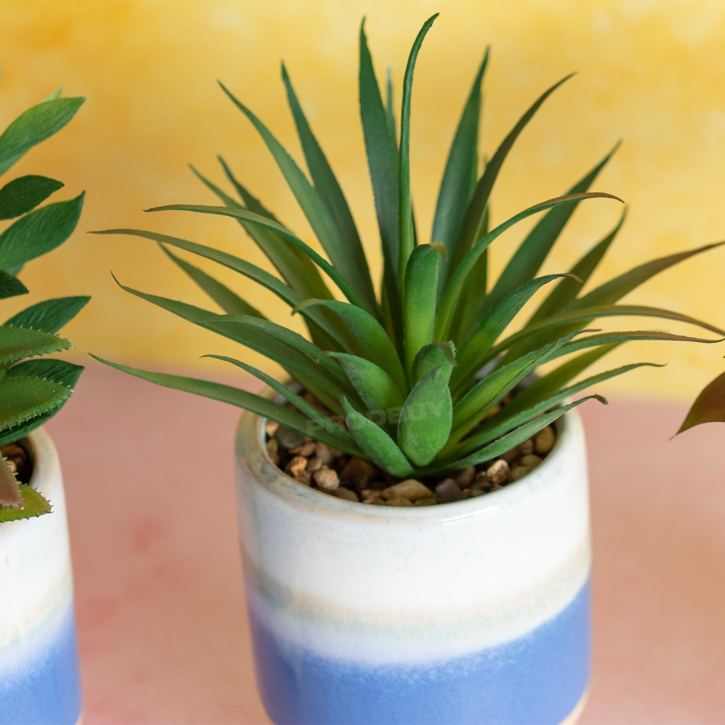Set of 3 Mediterranean Artificial Succulent Plant Pots