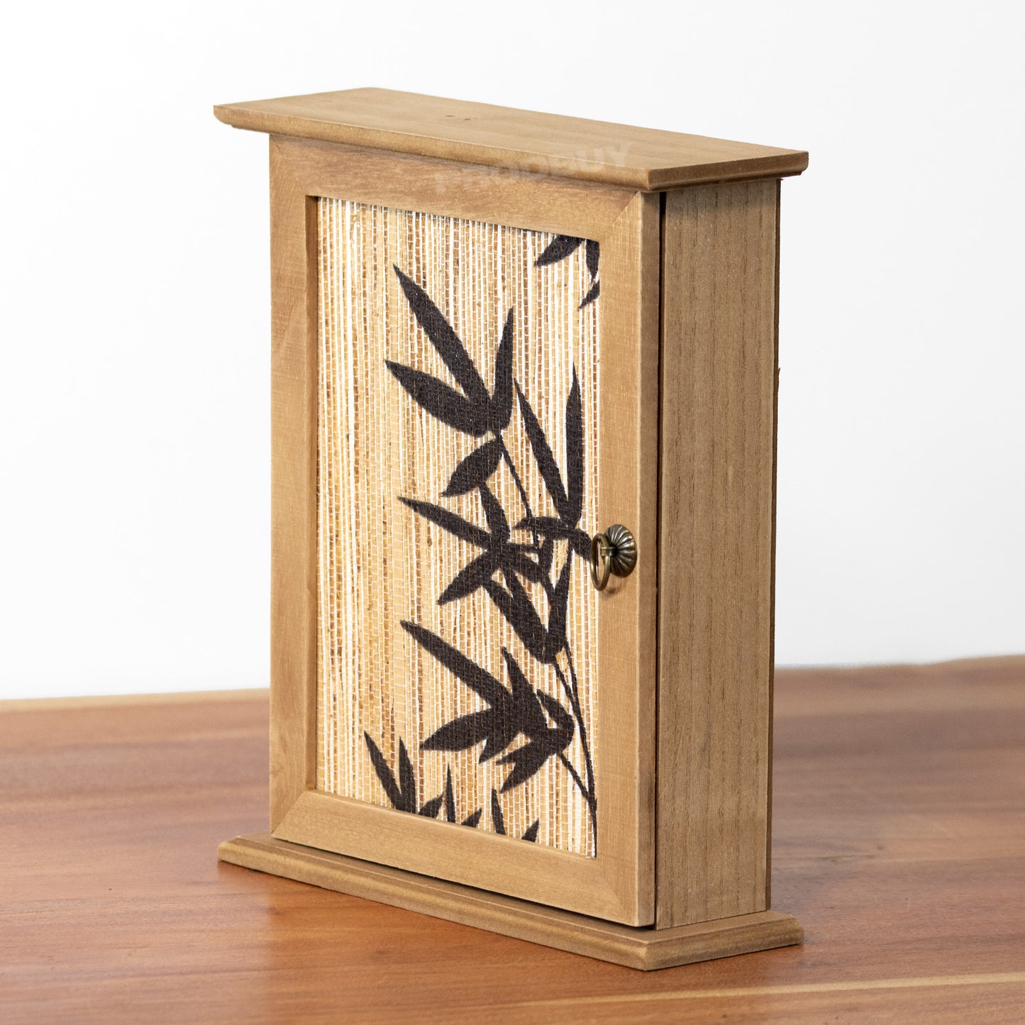 Japanese Style Brown Key Box Wall Mounted 6 Hook