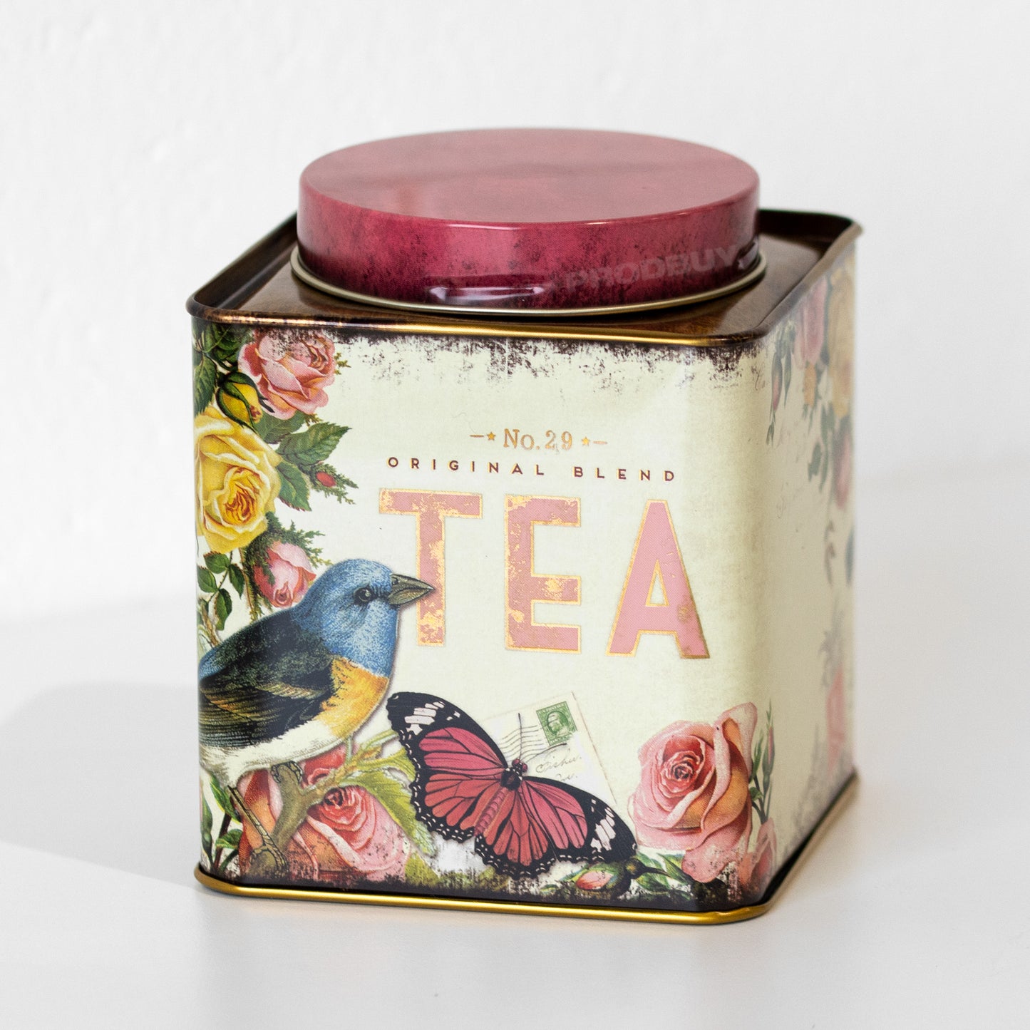 Floral Birds Metal Tea Caddy Storage Tin