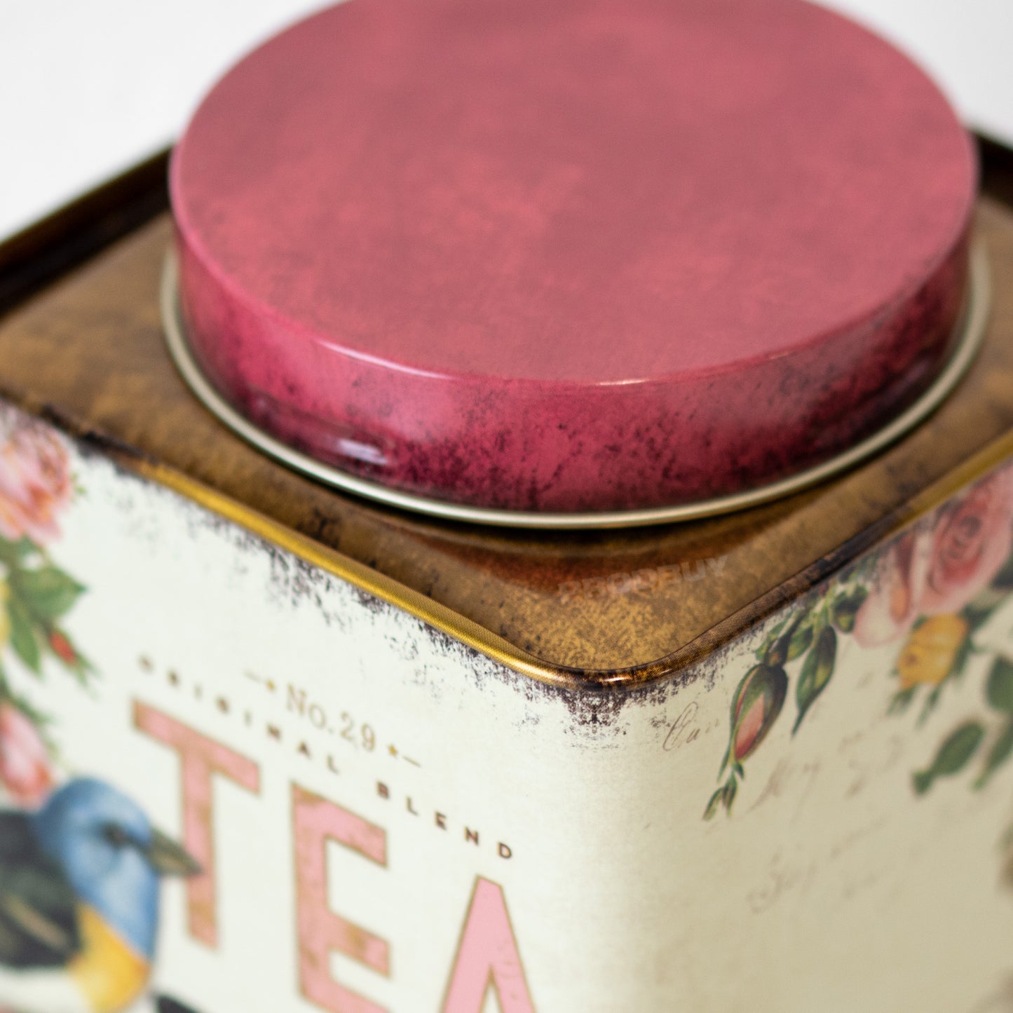 Floral Birds Metal Tea Caddy Storage Tin