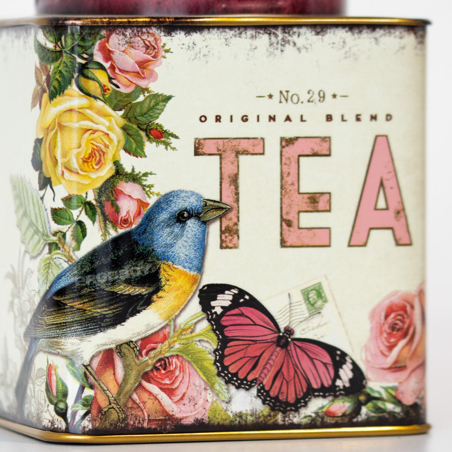 Floral Birds Metal Tea Caddy Storage Tin