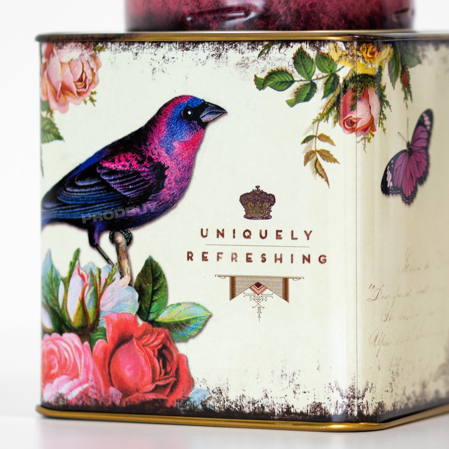 Floral Birds Metal Tea Caddy Storage Tin