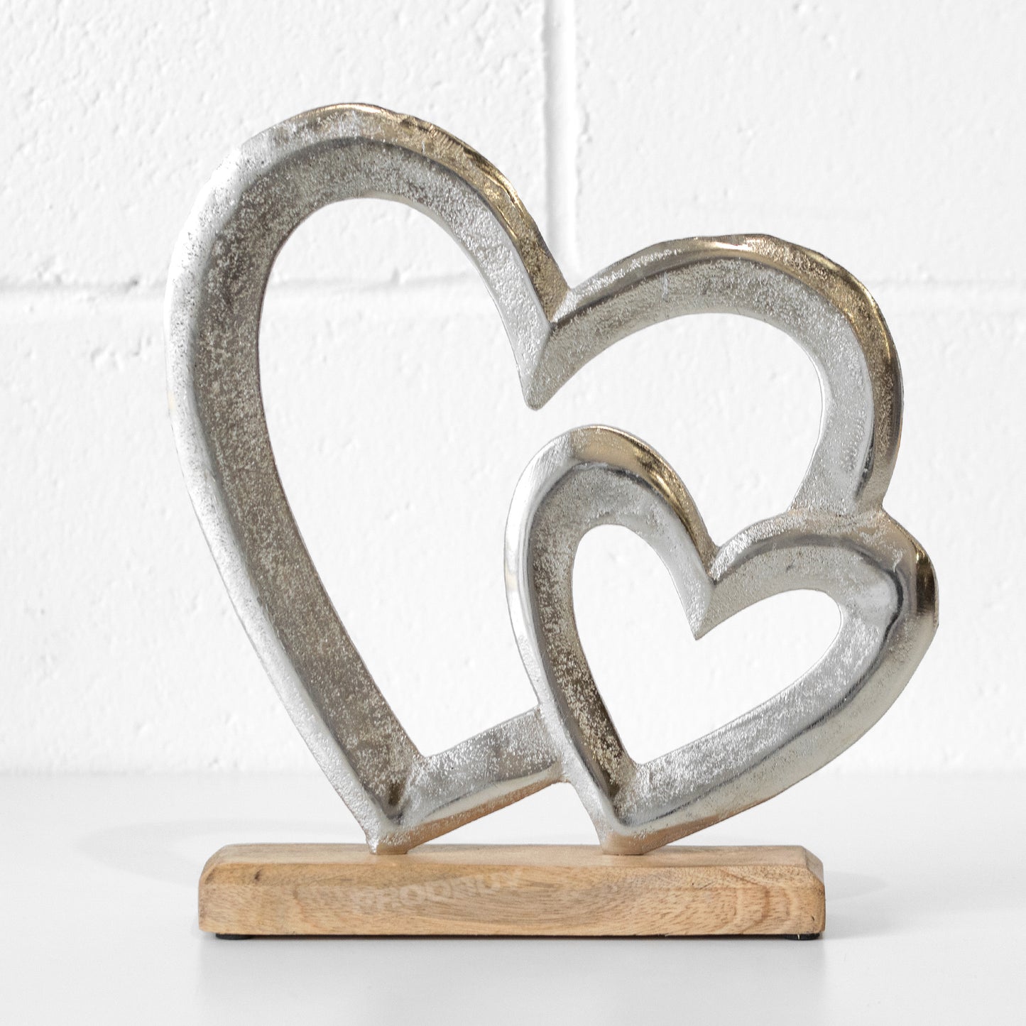 Silver Double Love Hearts 26cm Decorative Ornament
