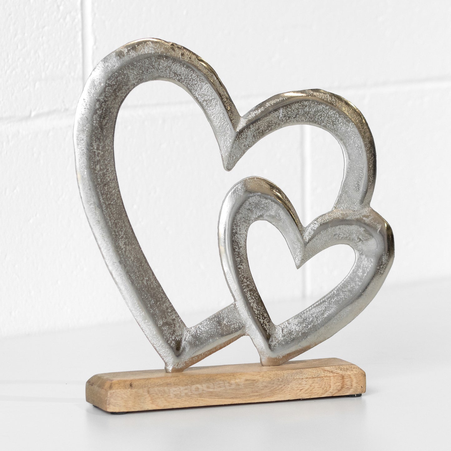 Silver Double Love Hearts 26cm Decorative Ornament