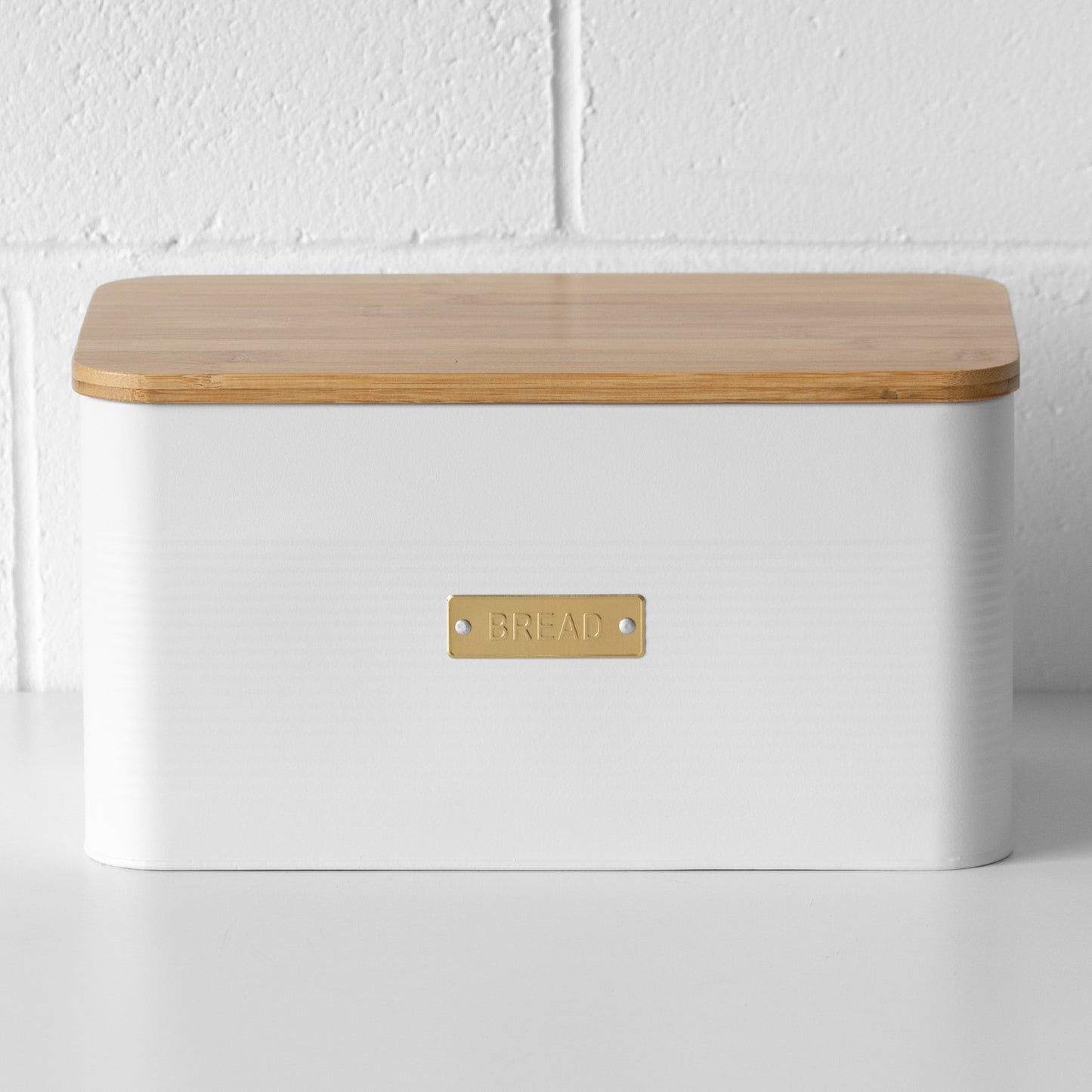White & Gold Large Kitchen Bread Bin