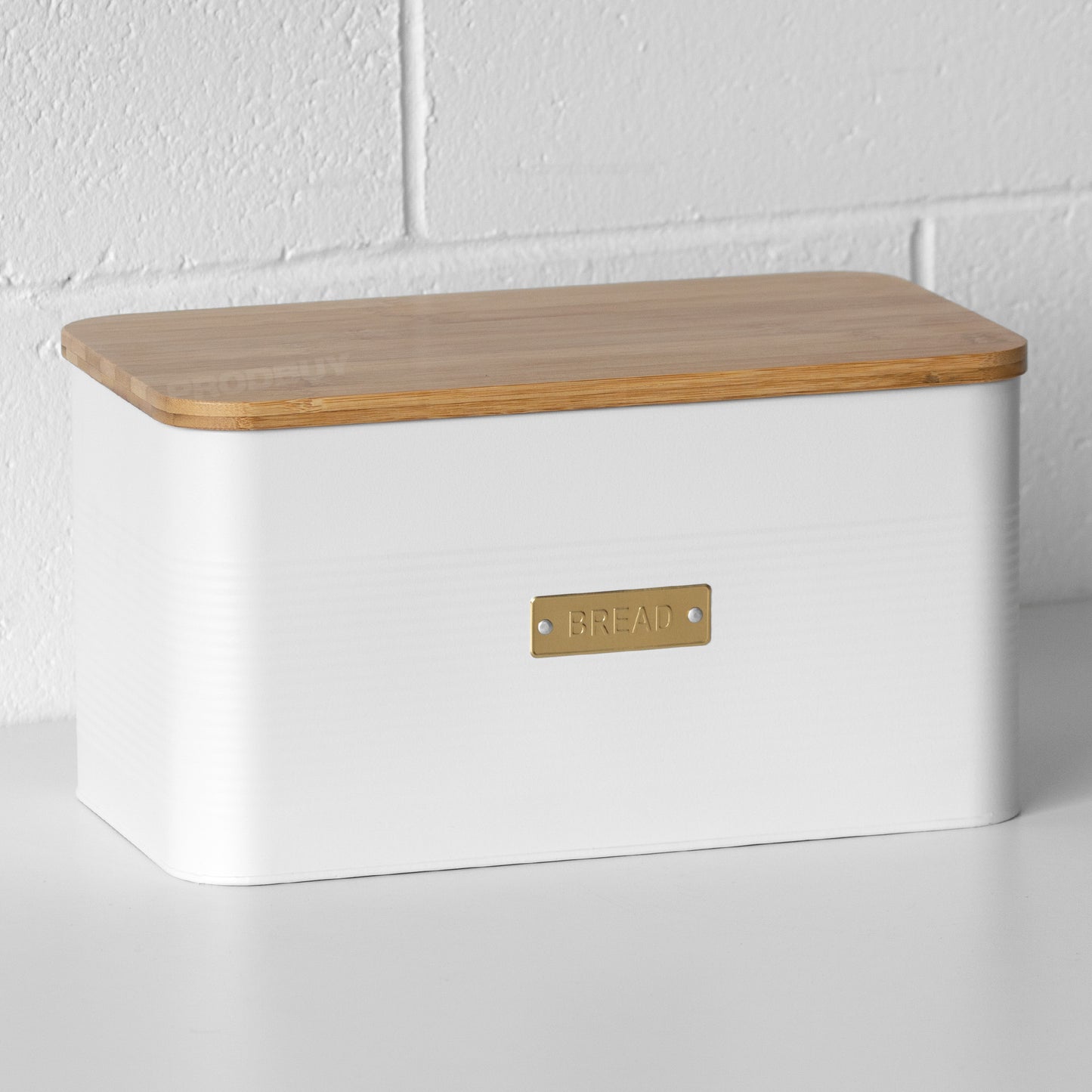 White & Gold Large Kitchen Bread Bin