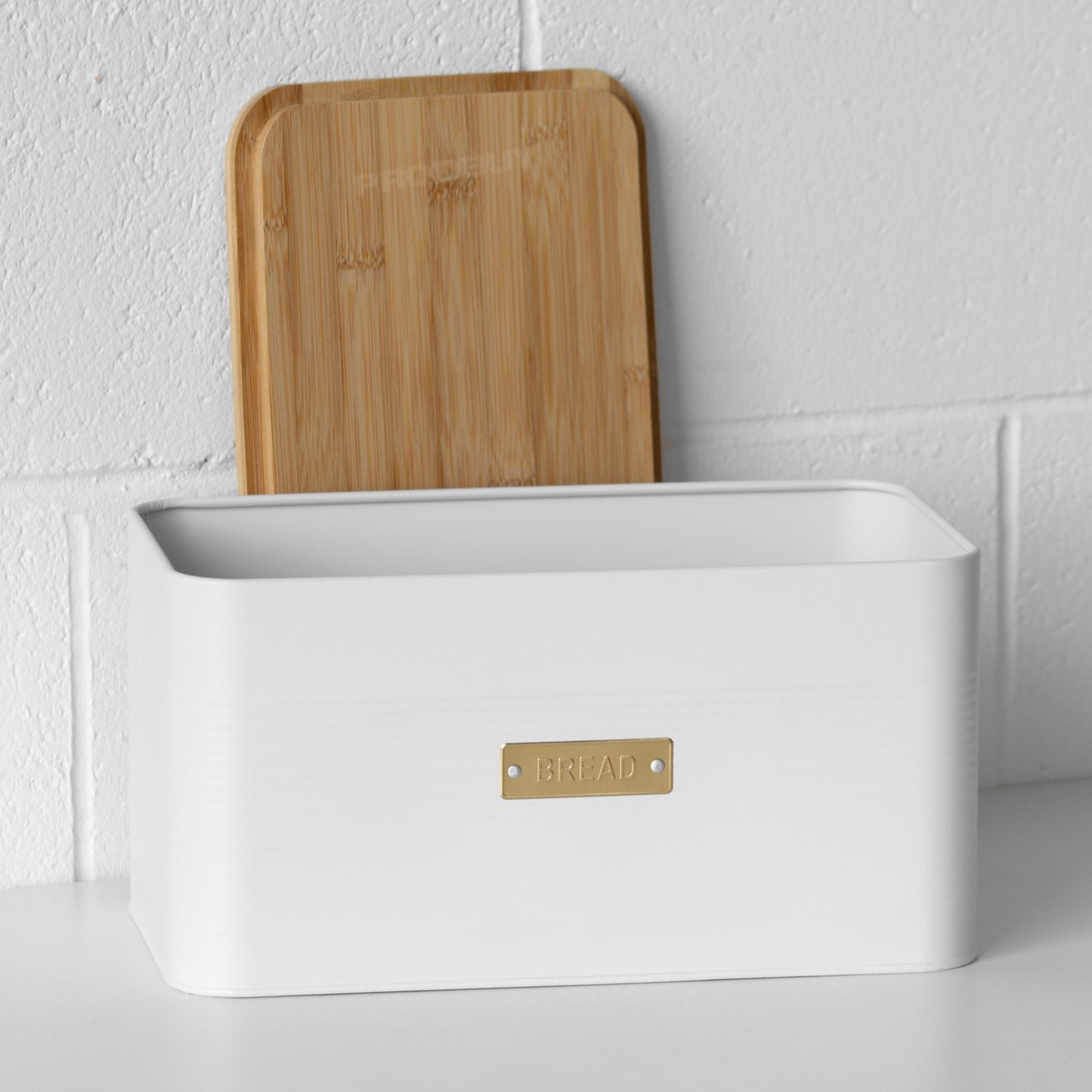 White & Gold Large Kitchen Bread Bin