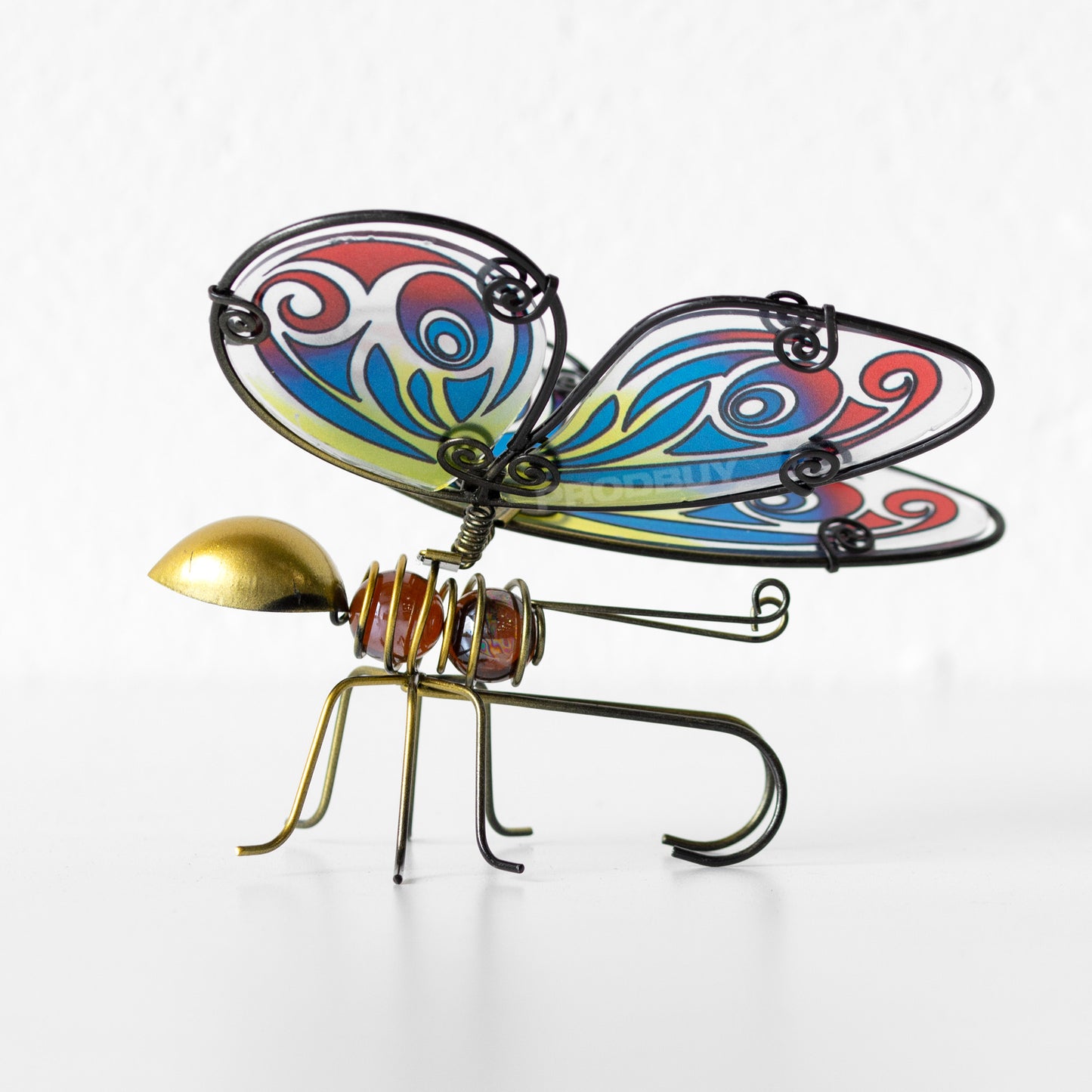 Butterfly Stained Glass & Gold Metal Plant Pot Hanger
