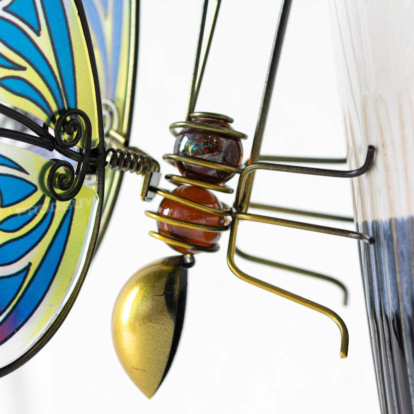 Butterfly Stained Glass & Gold Metal Plant Pot Hanger