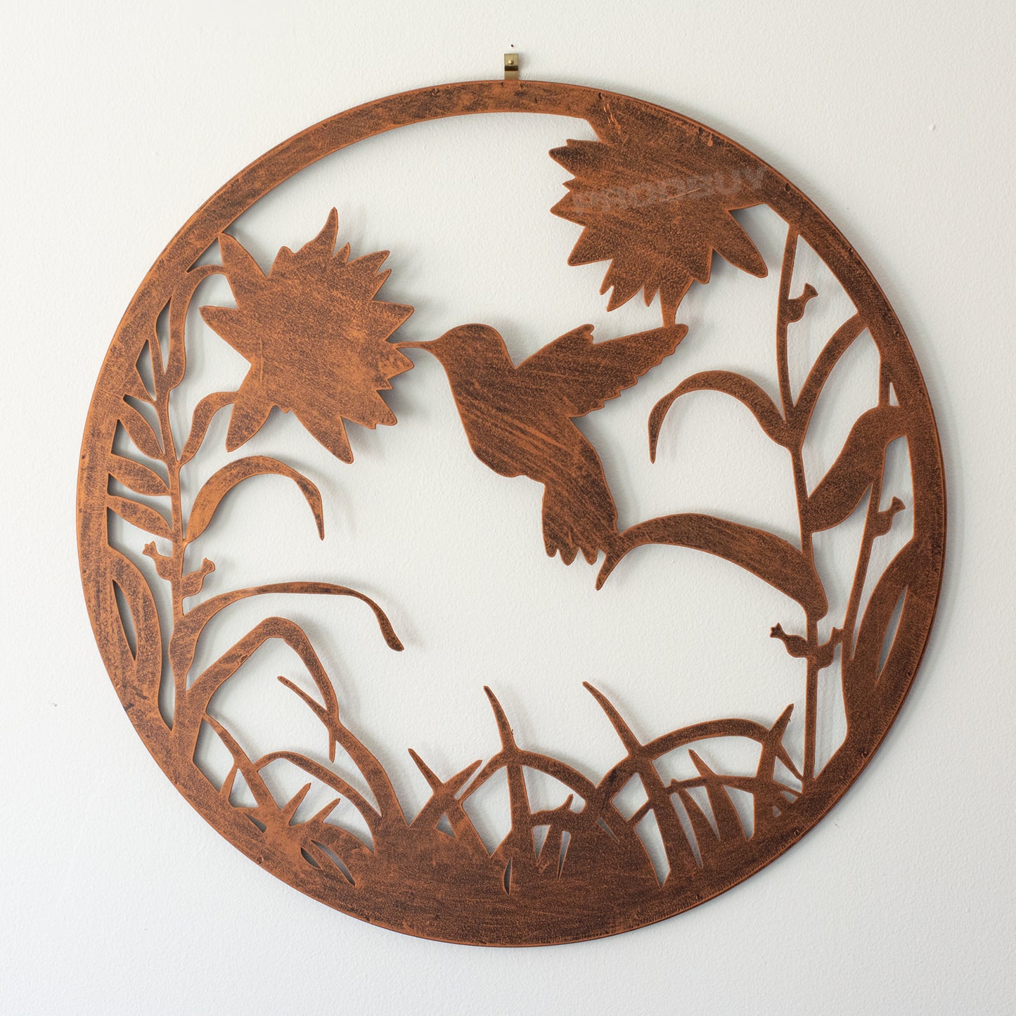 Hummingbird Flowers 50cm Metal Wall Art