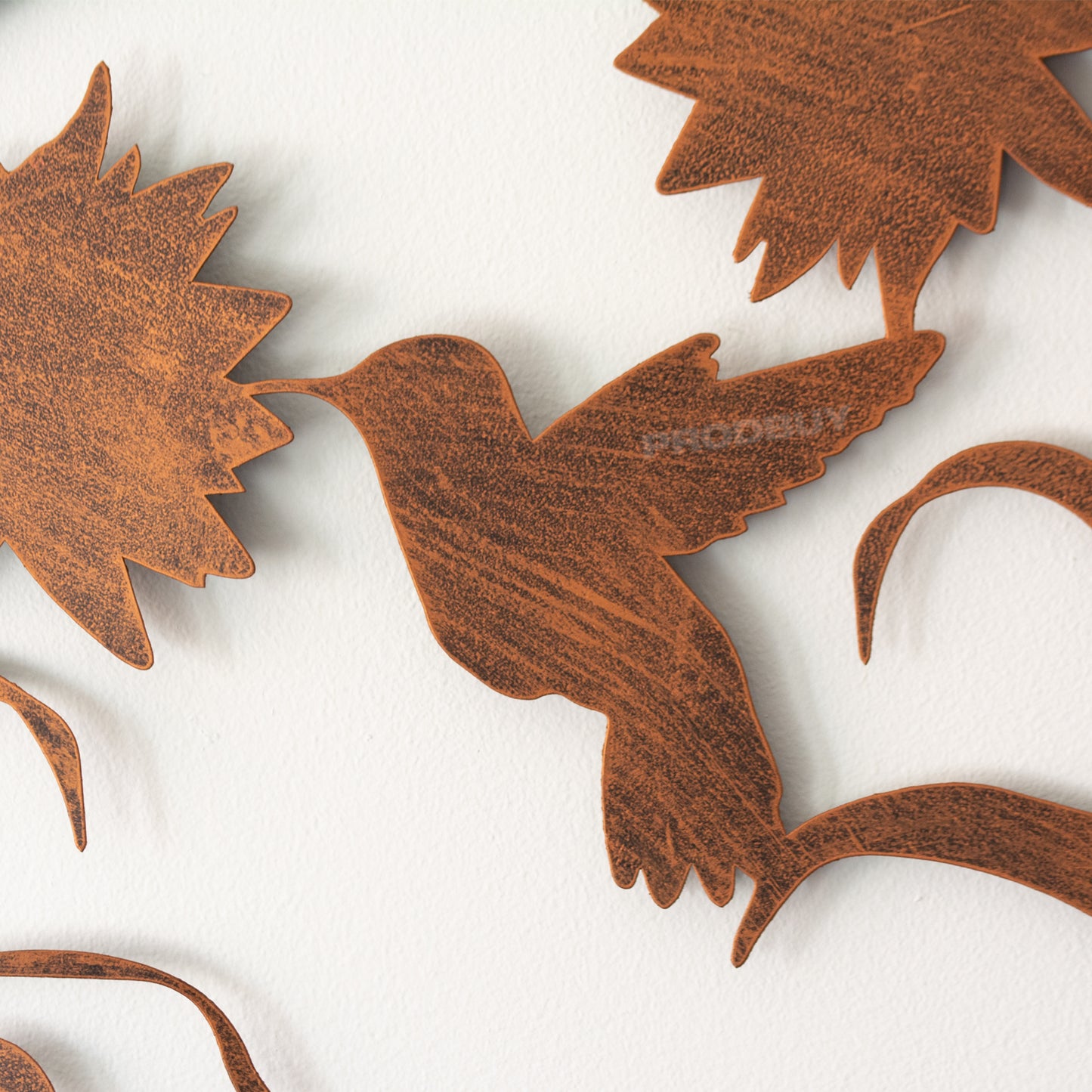 Hummingbird Flowers 50cm Metal Wall Art