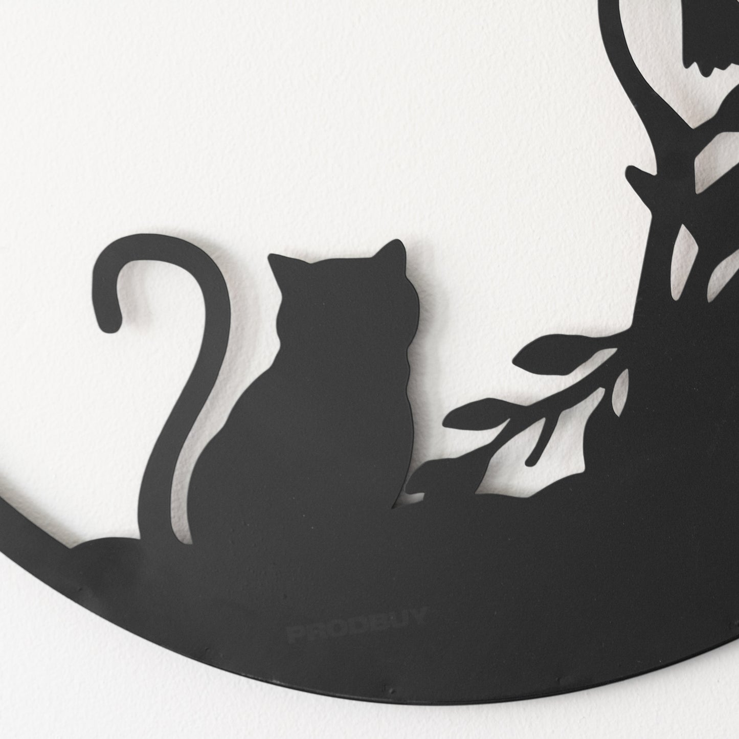 Black Cat & Bird Silhouette 50cm Metal Wall Art