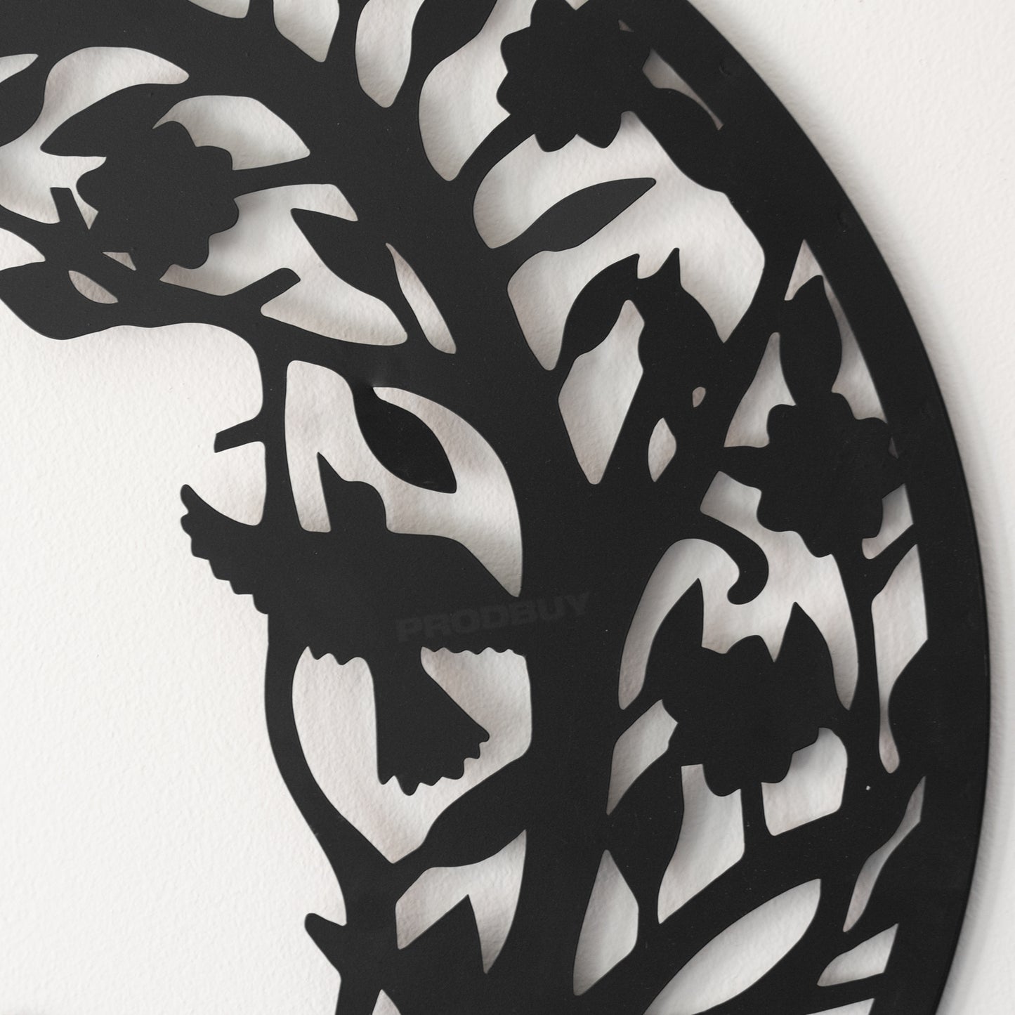Black Cat & Bird Silhouette 50cm Metal Wall Art